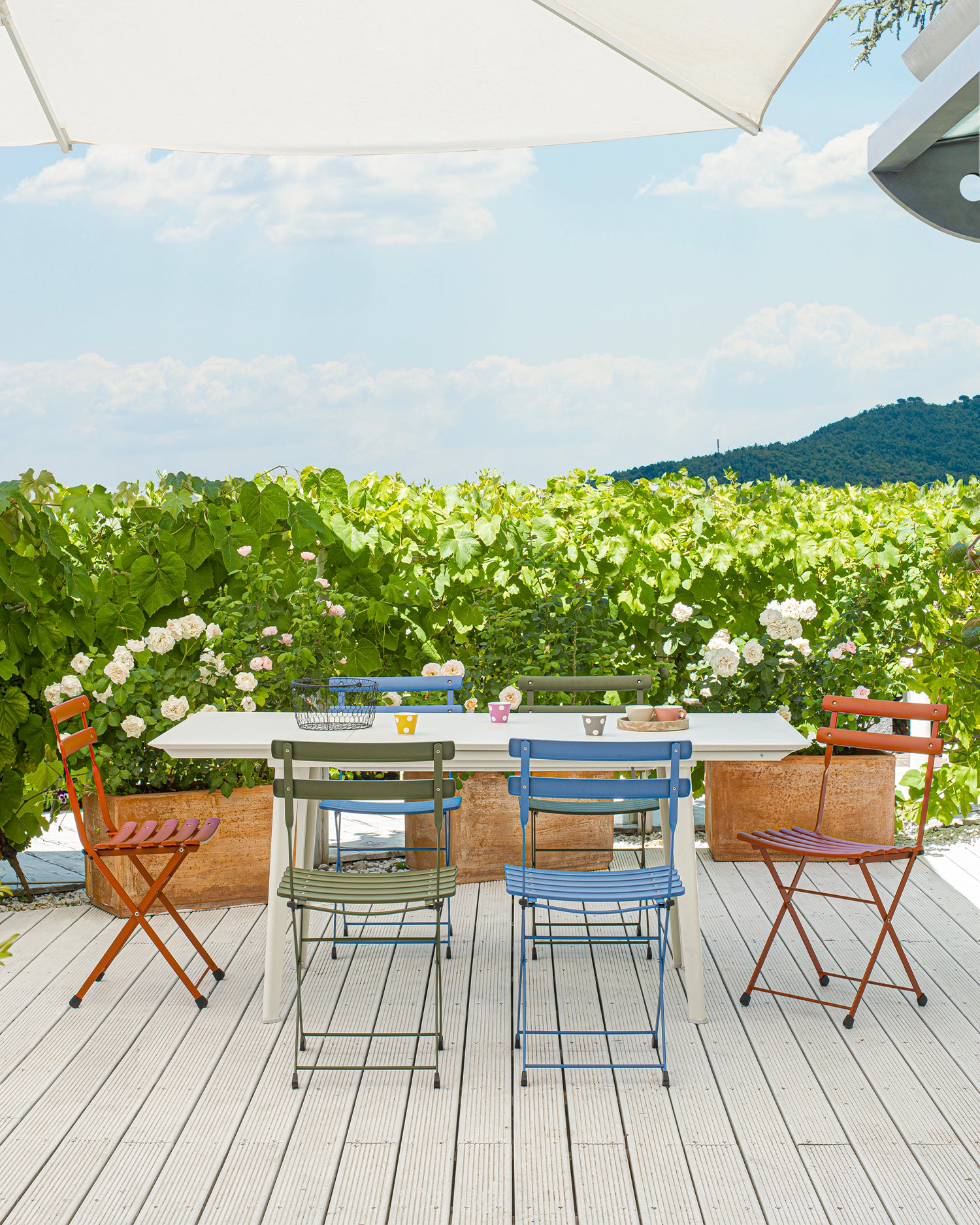 Set 2 sedie pieghevoli da esterno in acciaio Arc en Ciel