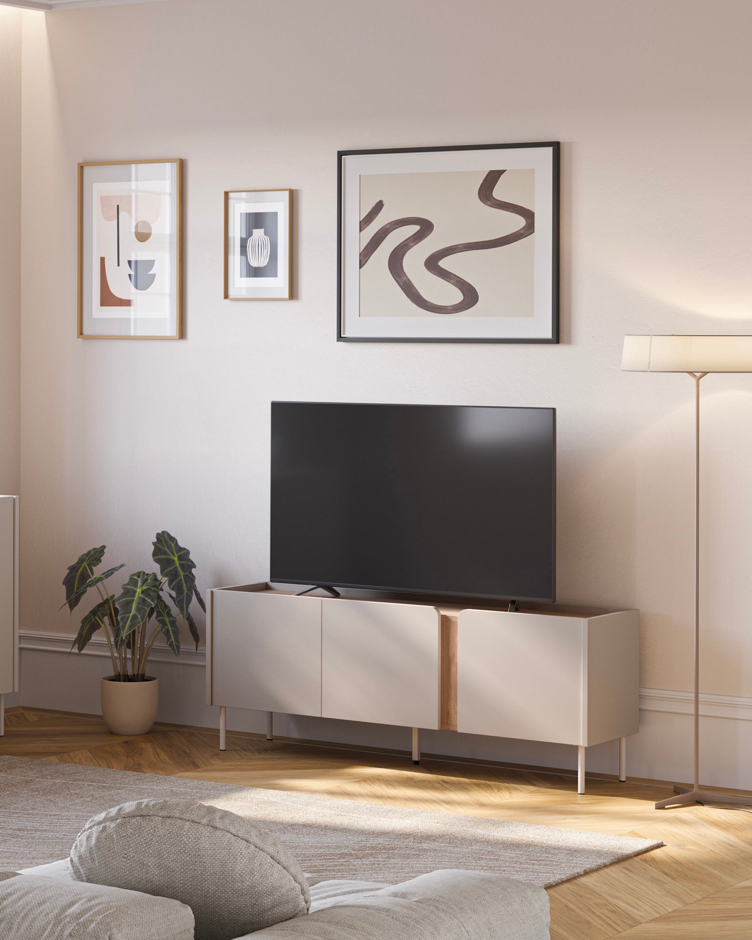 Mobile tv con piano effetto rovere Lucile