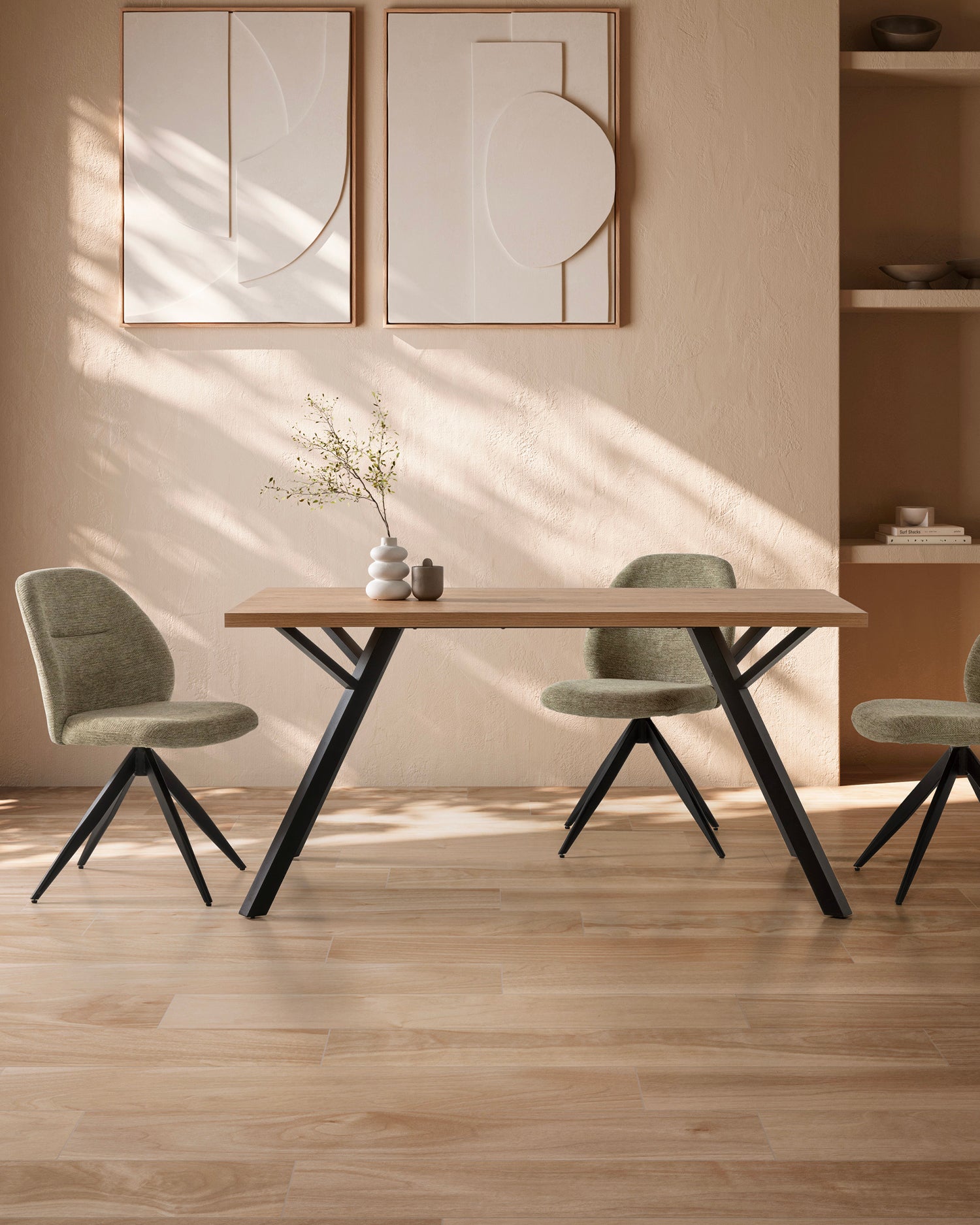 Tavolo da pranzo con piano effetto legno Paola