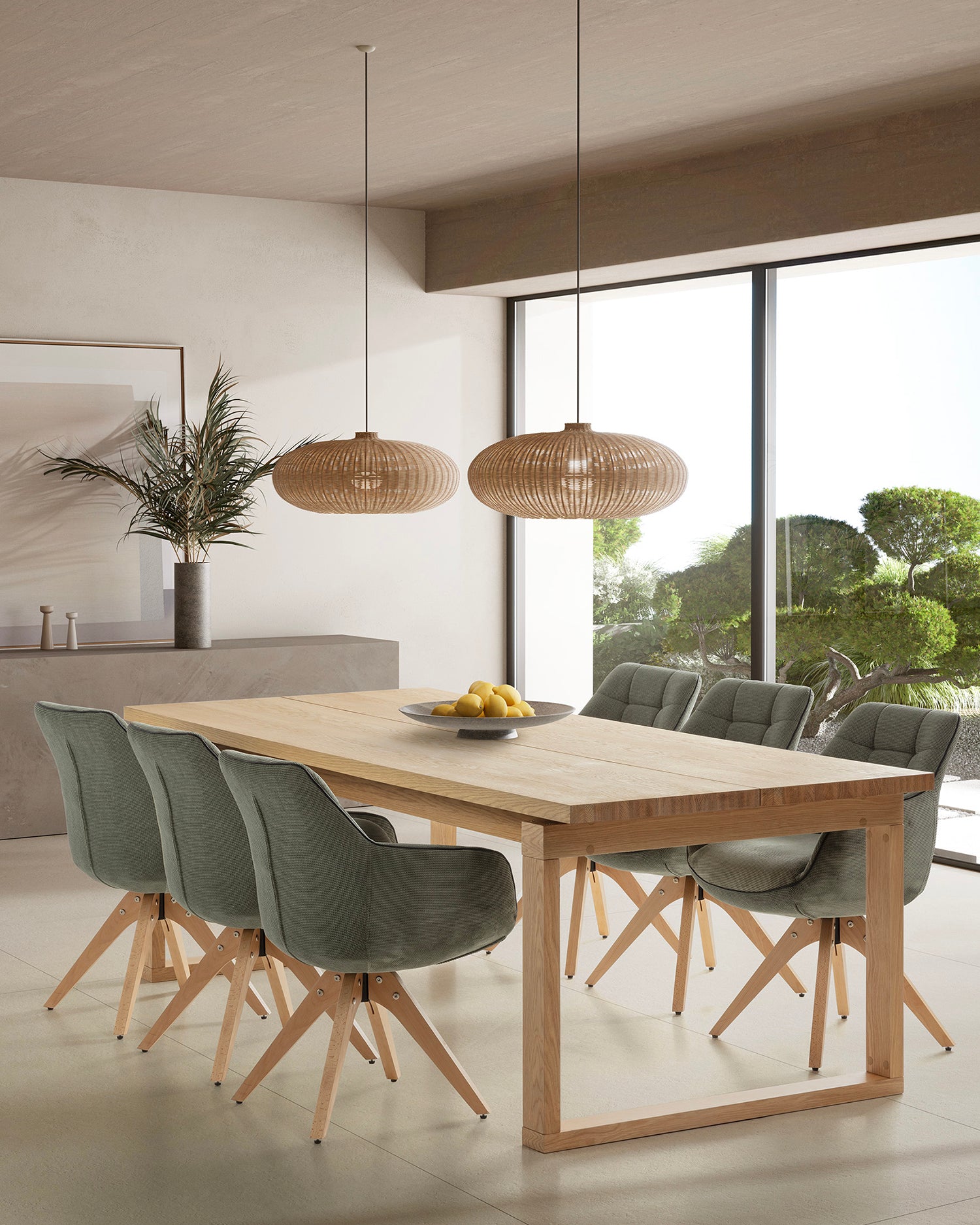 Tavolo da pranzo con piano effetto legno Rina