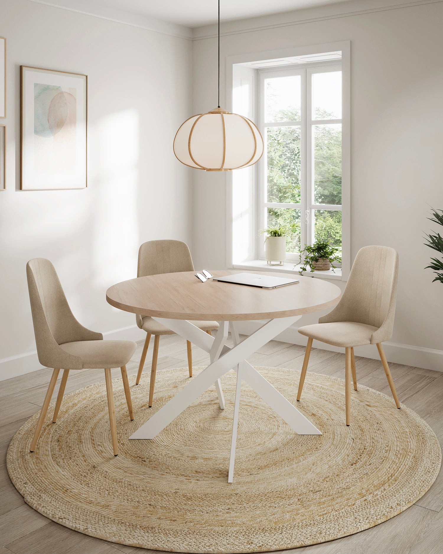 Tavolo da pranzo rotondo Ther rovere e bianco Essential Design