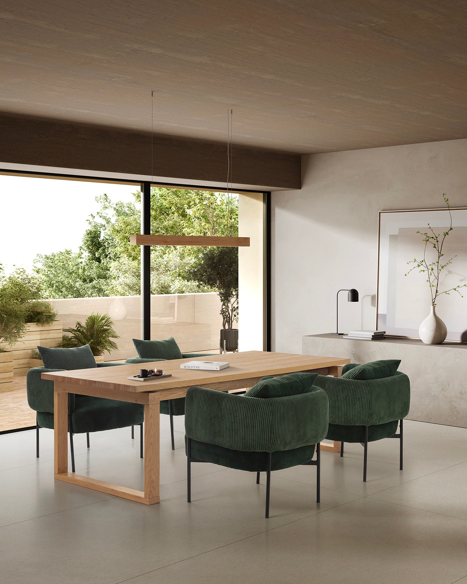 Tavolo da pranzo con piano effetto legno Rina