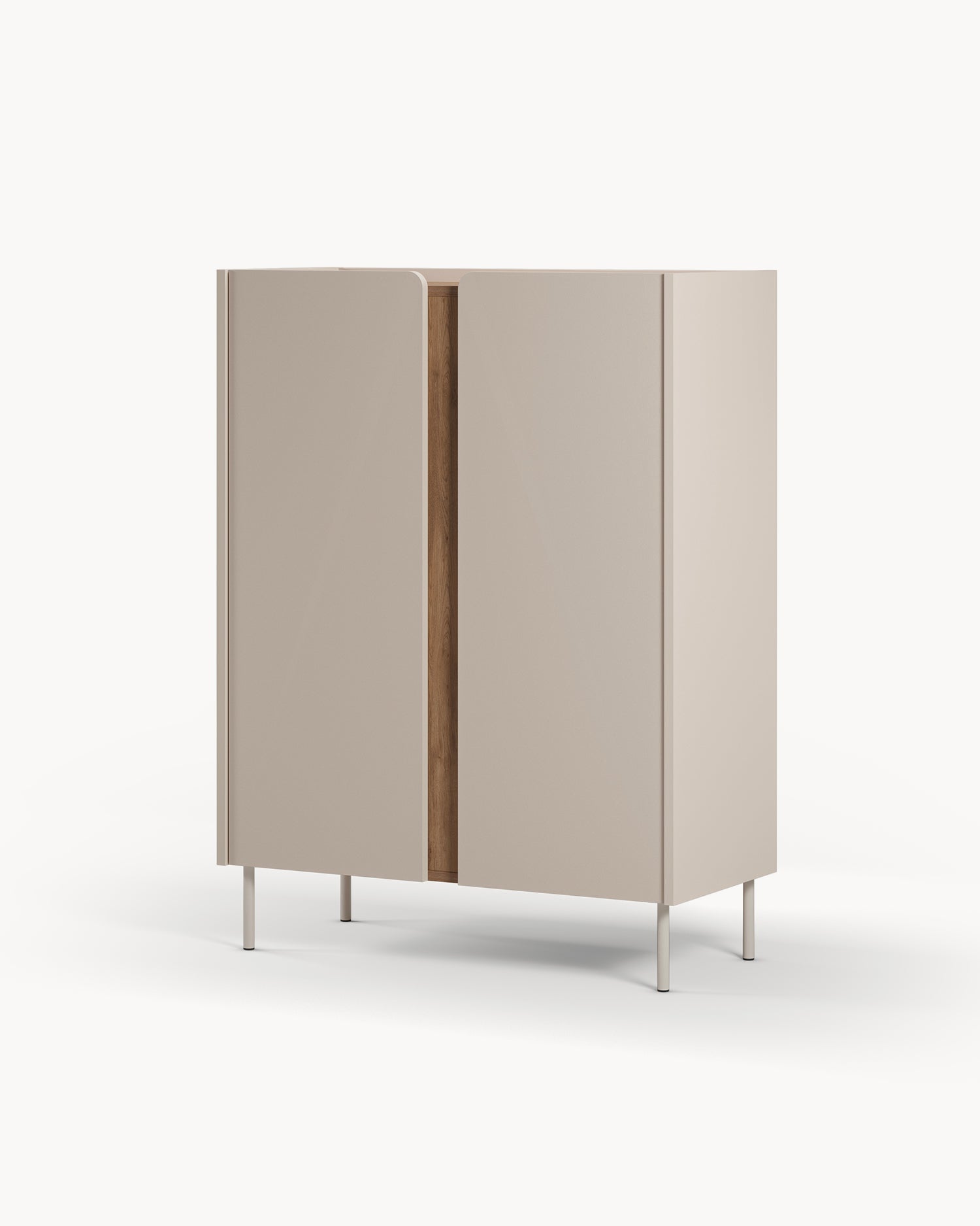 Credenza alta con piano effetto rovere Lucile - Legno/Metallo