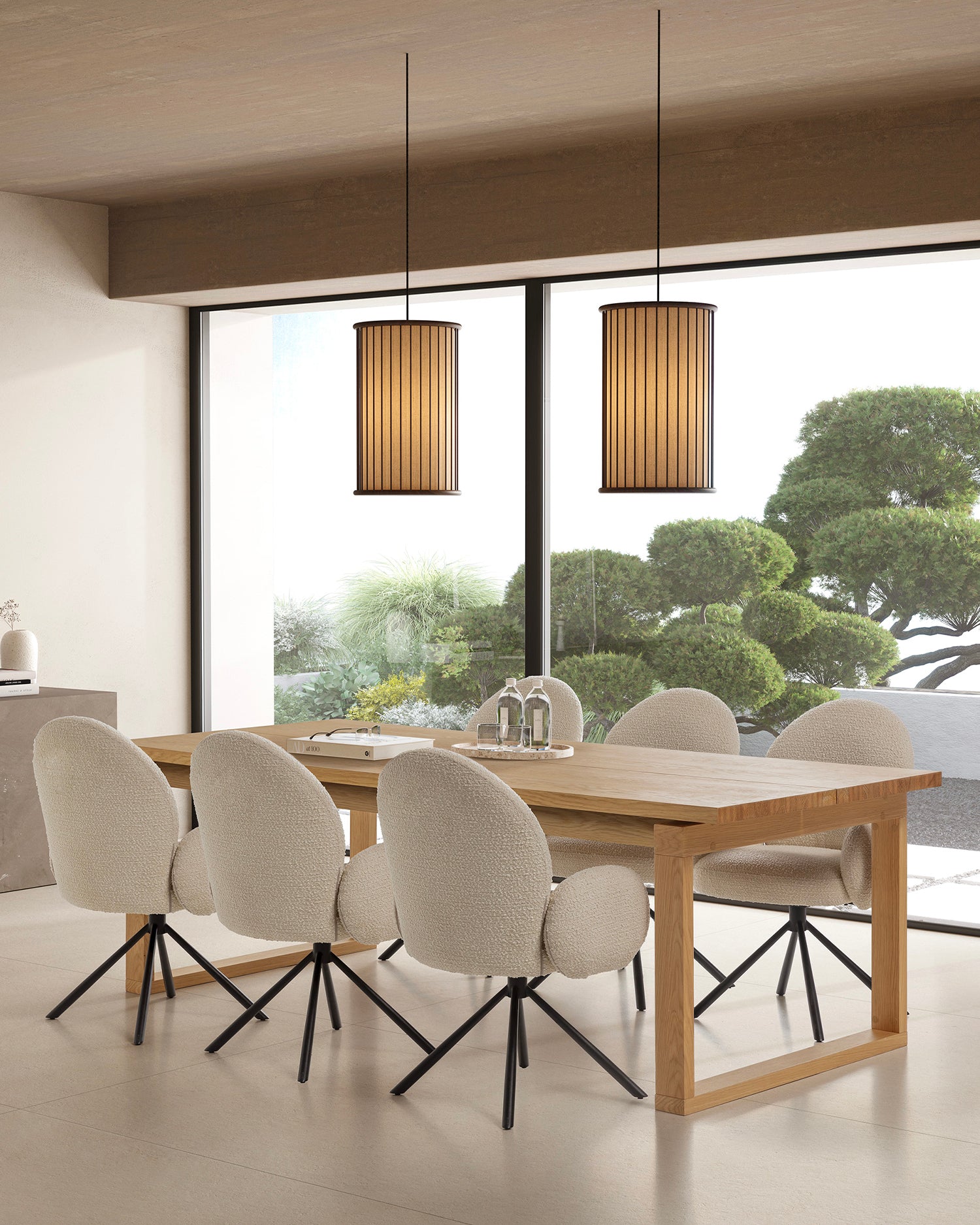 Tavolo da pranzo con piano effetto legno Rina