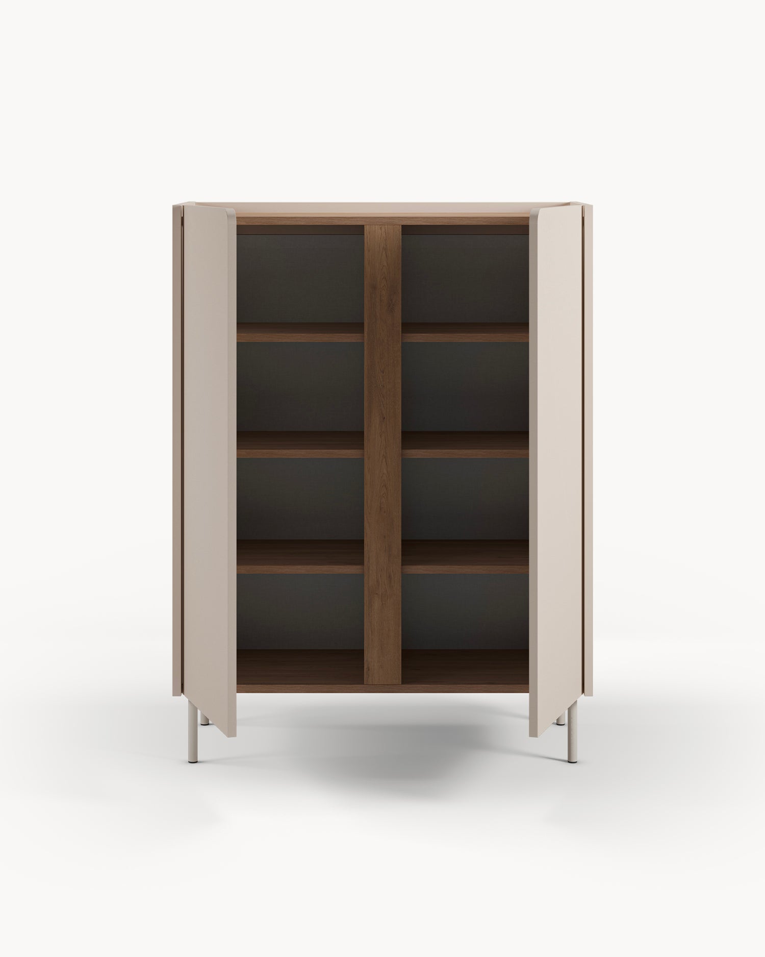 Credenza alta con piano effetto rovere Lucile - Legno/Metallo