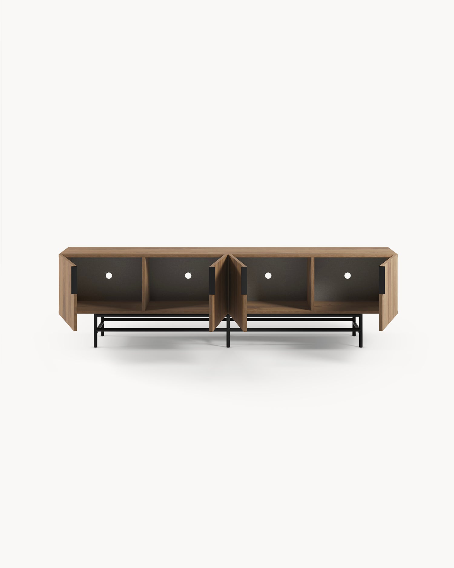 Mobile tv effetto legno con gambe in metallo Eldia - Mdf/Metallo