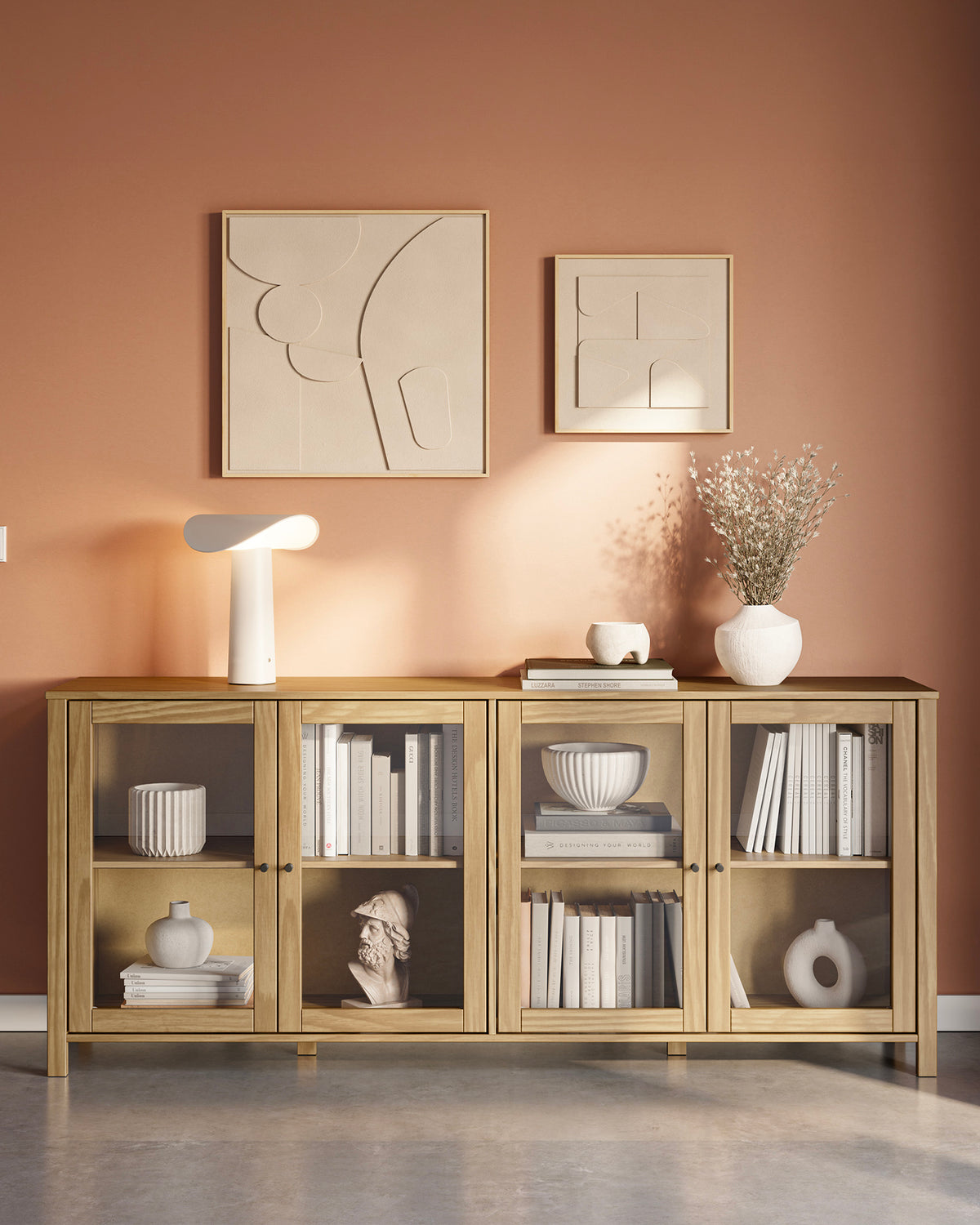 Credenza in legno di pino Alessandra - Legno/Vetro