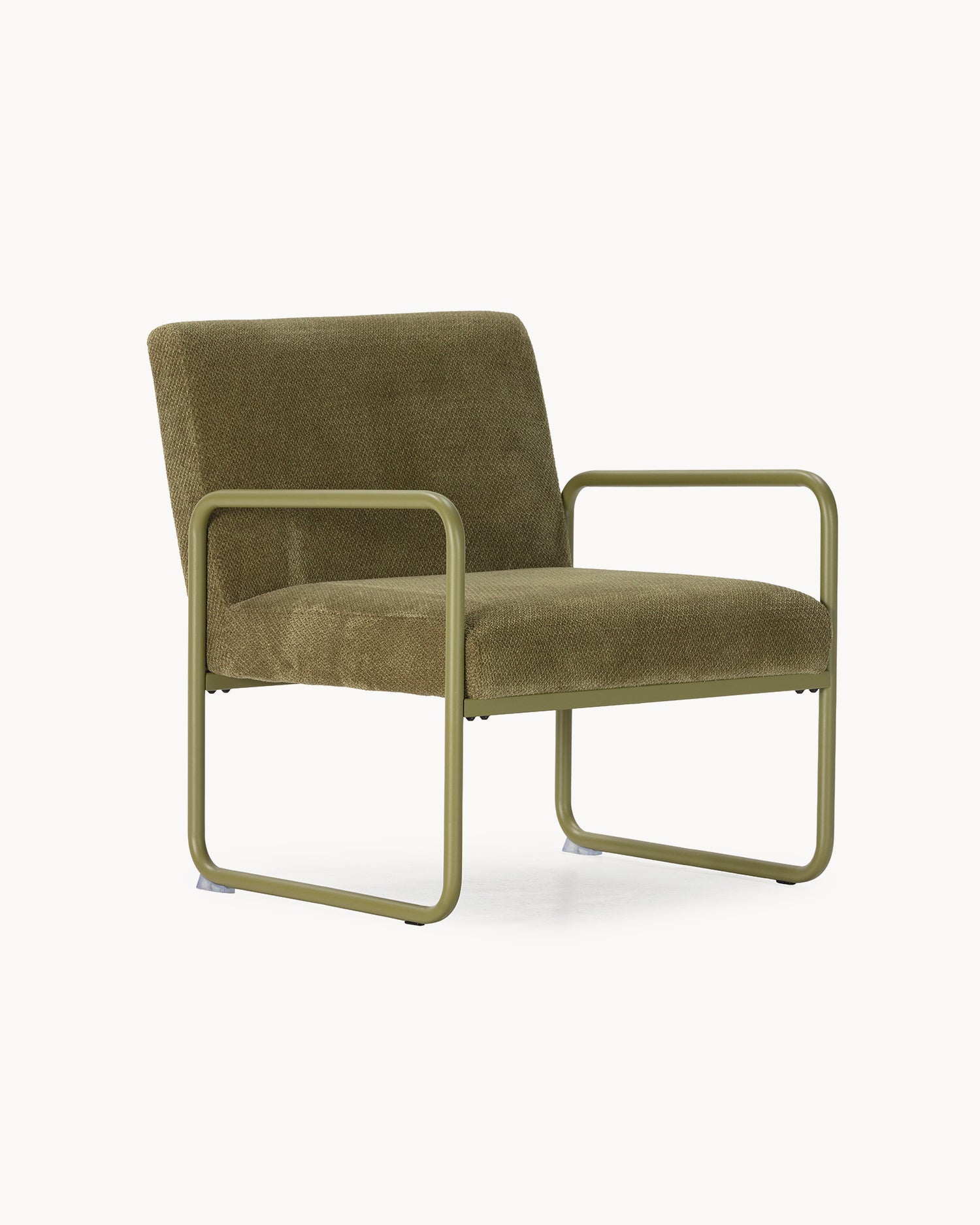 Poltrona imbottita in ciniglia Vince verde Essential Design