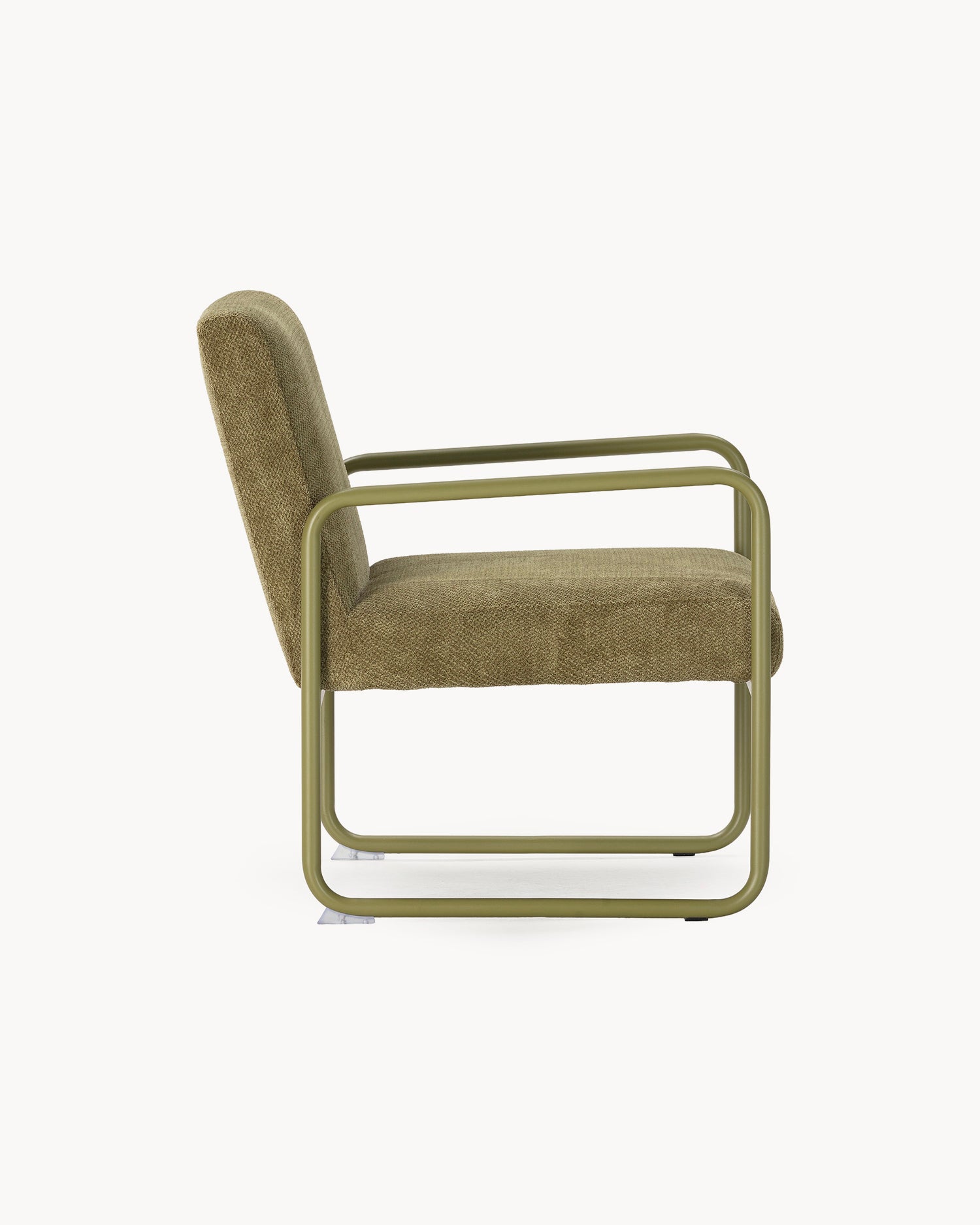Poltrona imbottita in ciniglia Vince verde Essential Design
