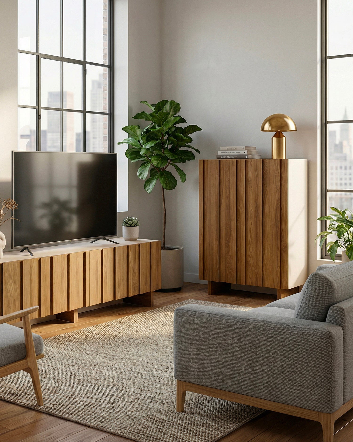 Credenza alta in legno di pino Marlo - Legno