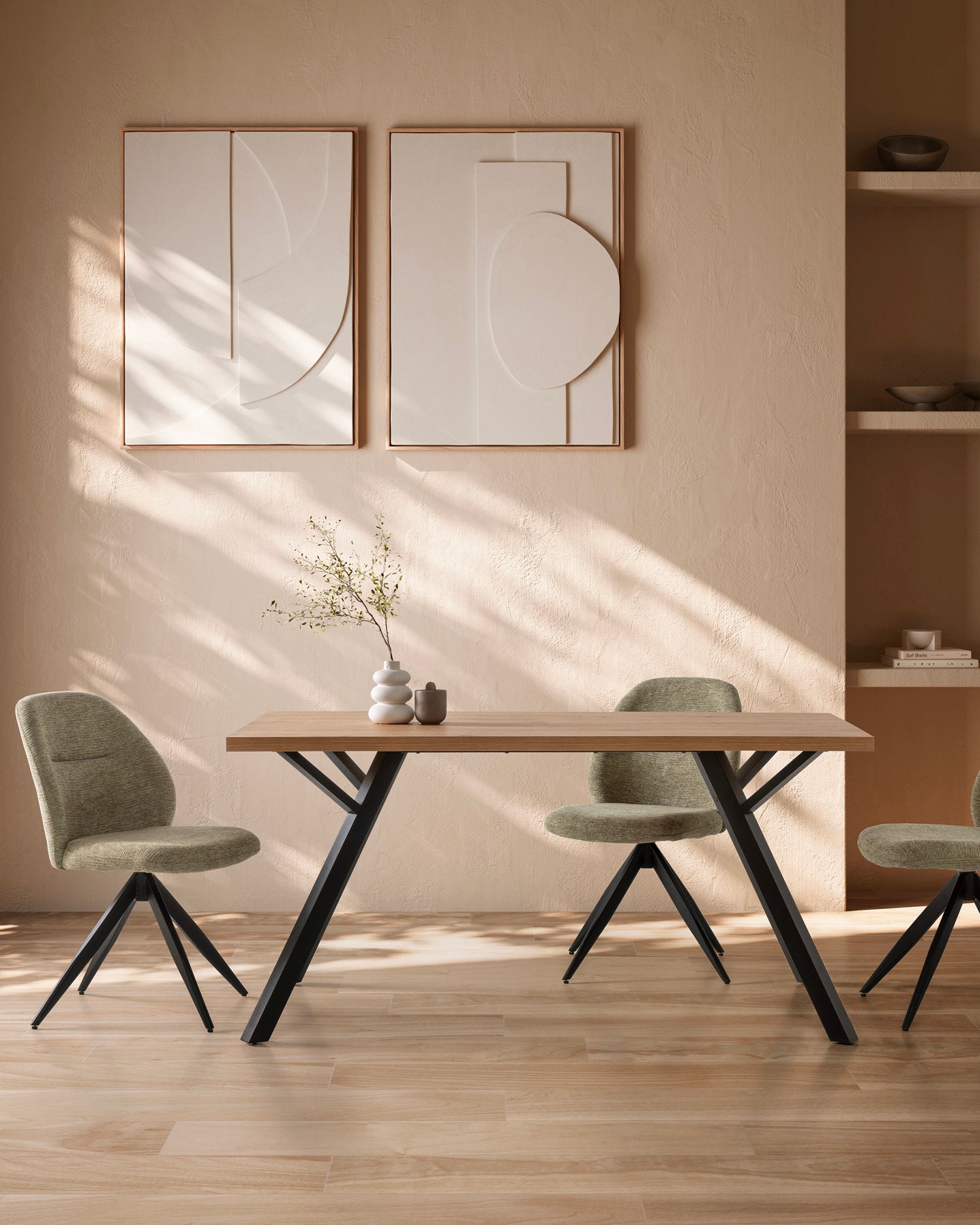 Set 2 sedie da pranzo imbottite Tamara verde salvia Essential Design