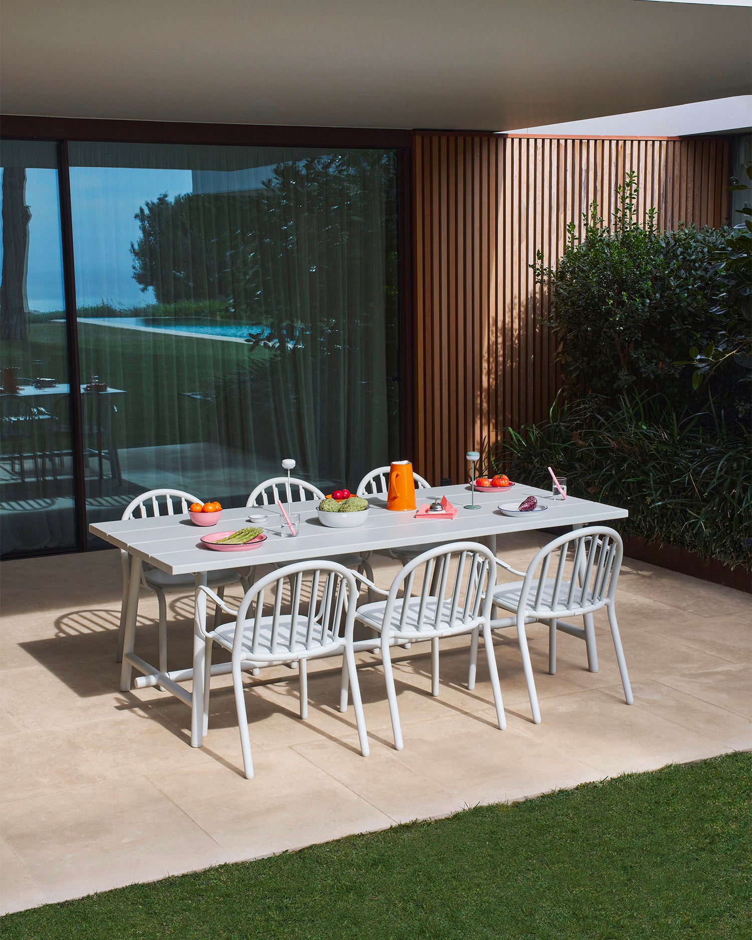 Set 2 sedie con braccioli in alluminio da esterno Fred's