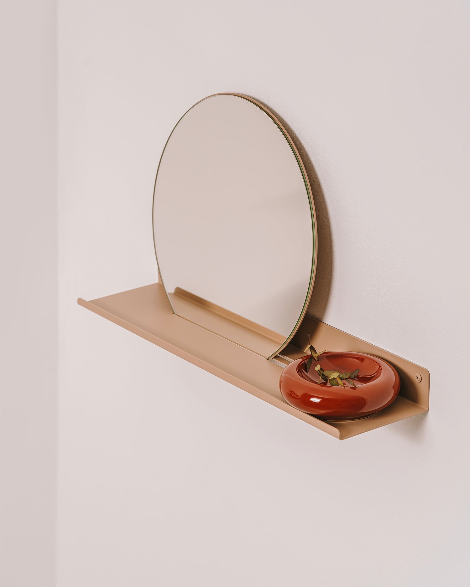 Specchio rotondo con mensola in metallo London