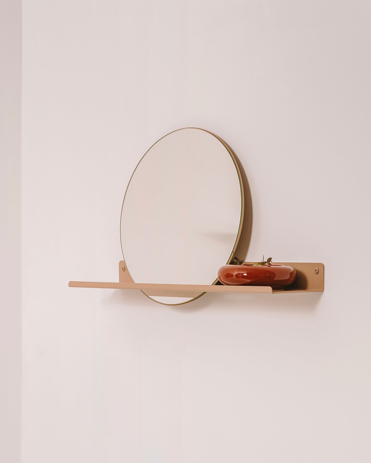 Specchio rotondo con mensola in metallo London