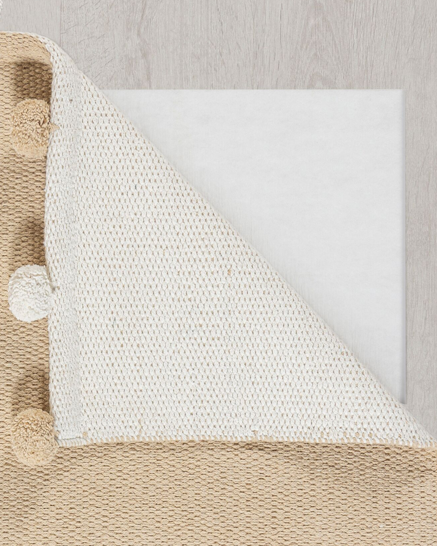 Tappeto reversibile in cotone pom pom, naturale
