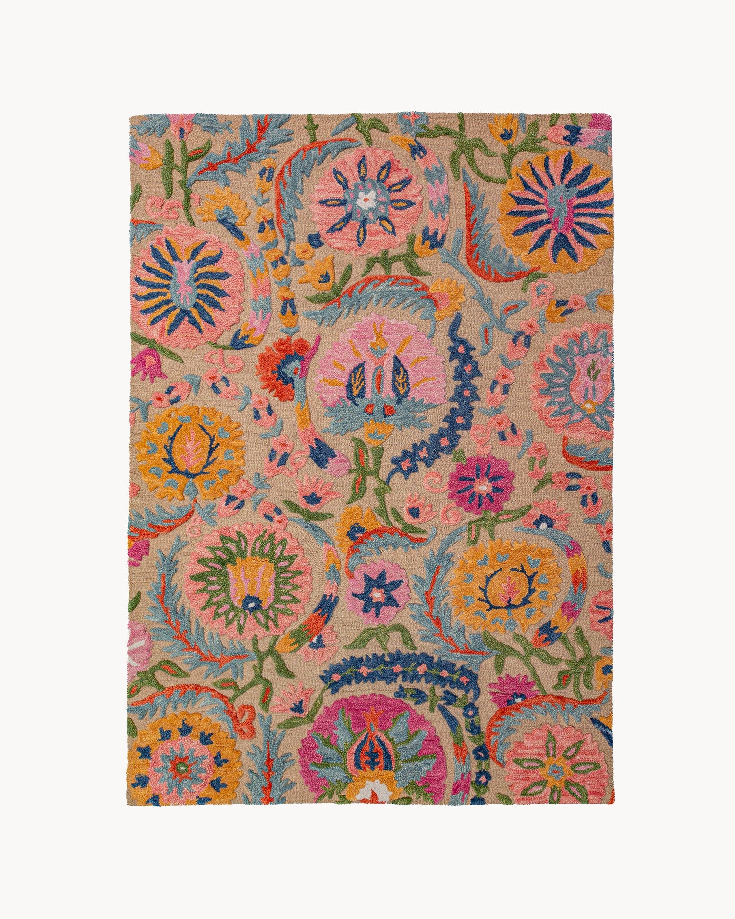 Tappeto fatto a mano in lana Amira Floral