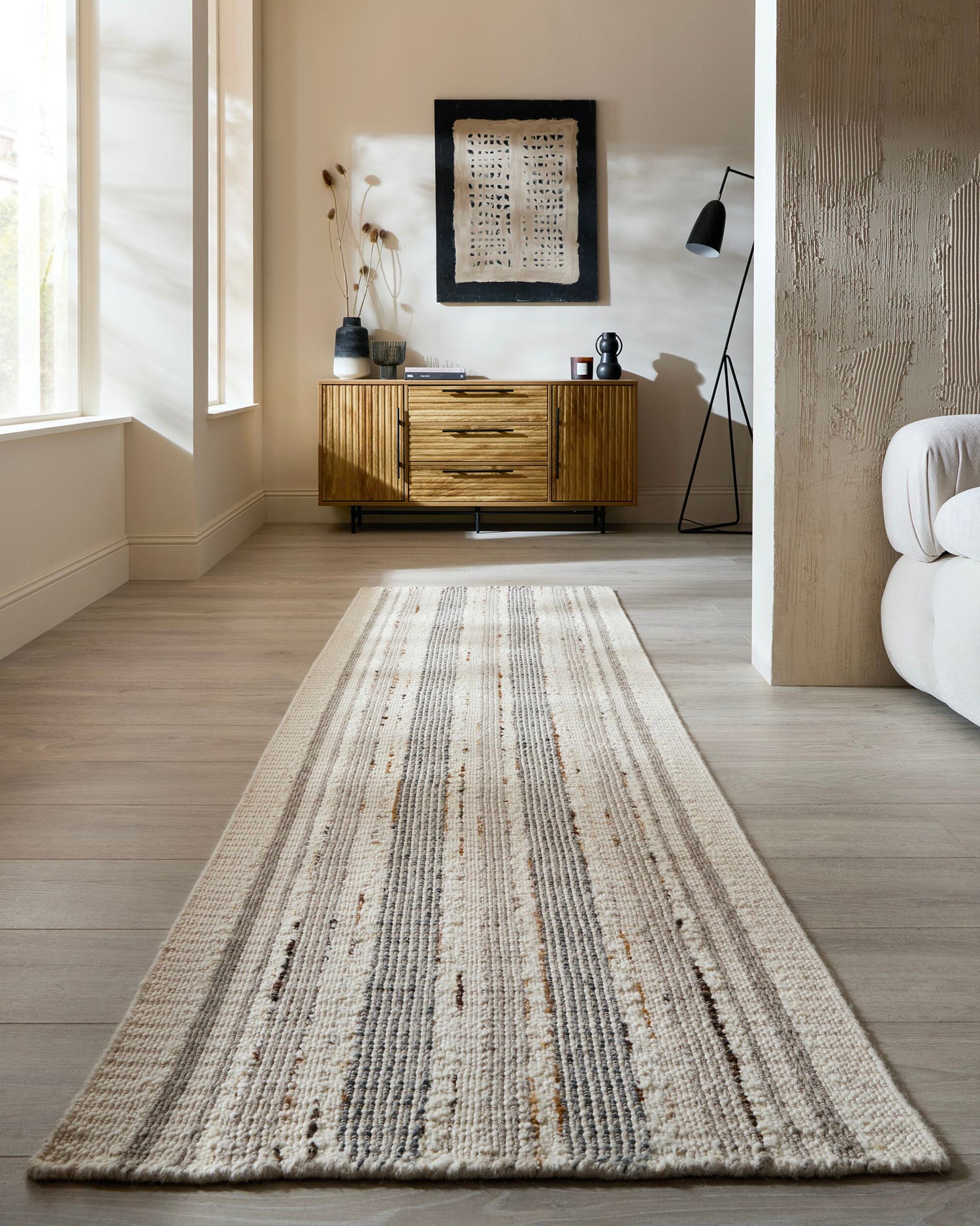 Runner fatto a mano in misto lana Veya Stripe