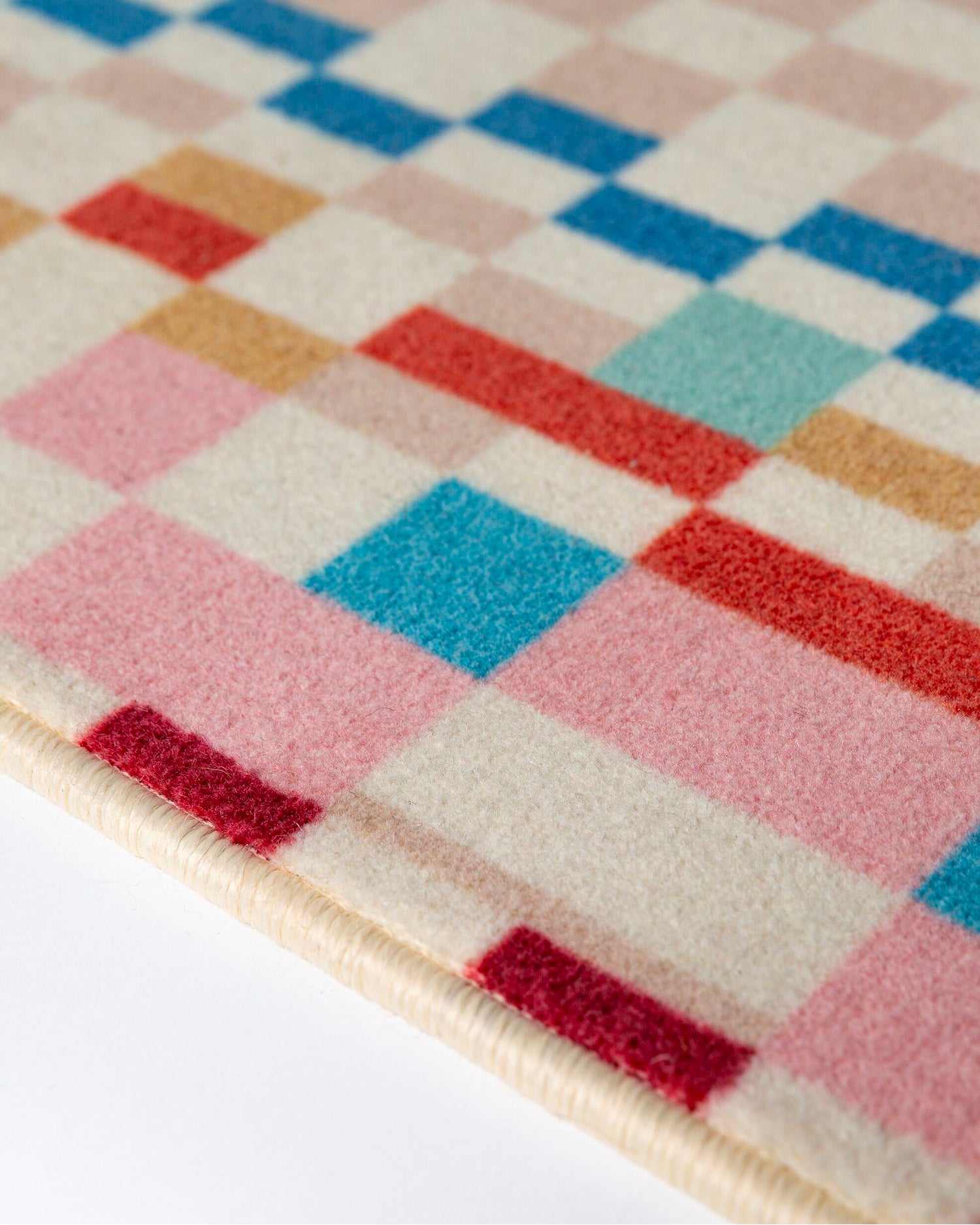 Runner moderno in lana Checkered Border