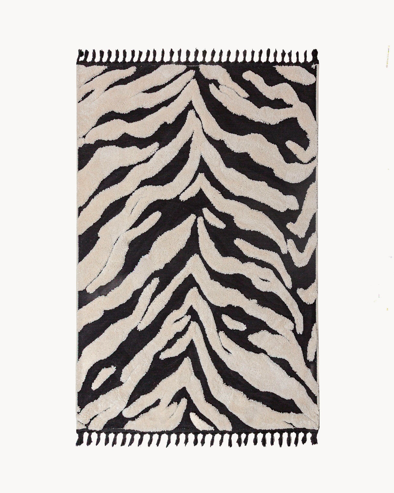Tappeto moderno con nappe Esra Zebra