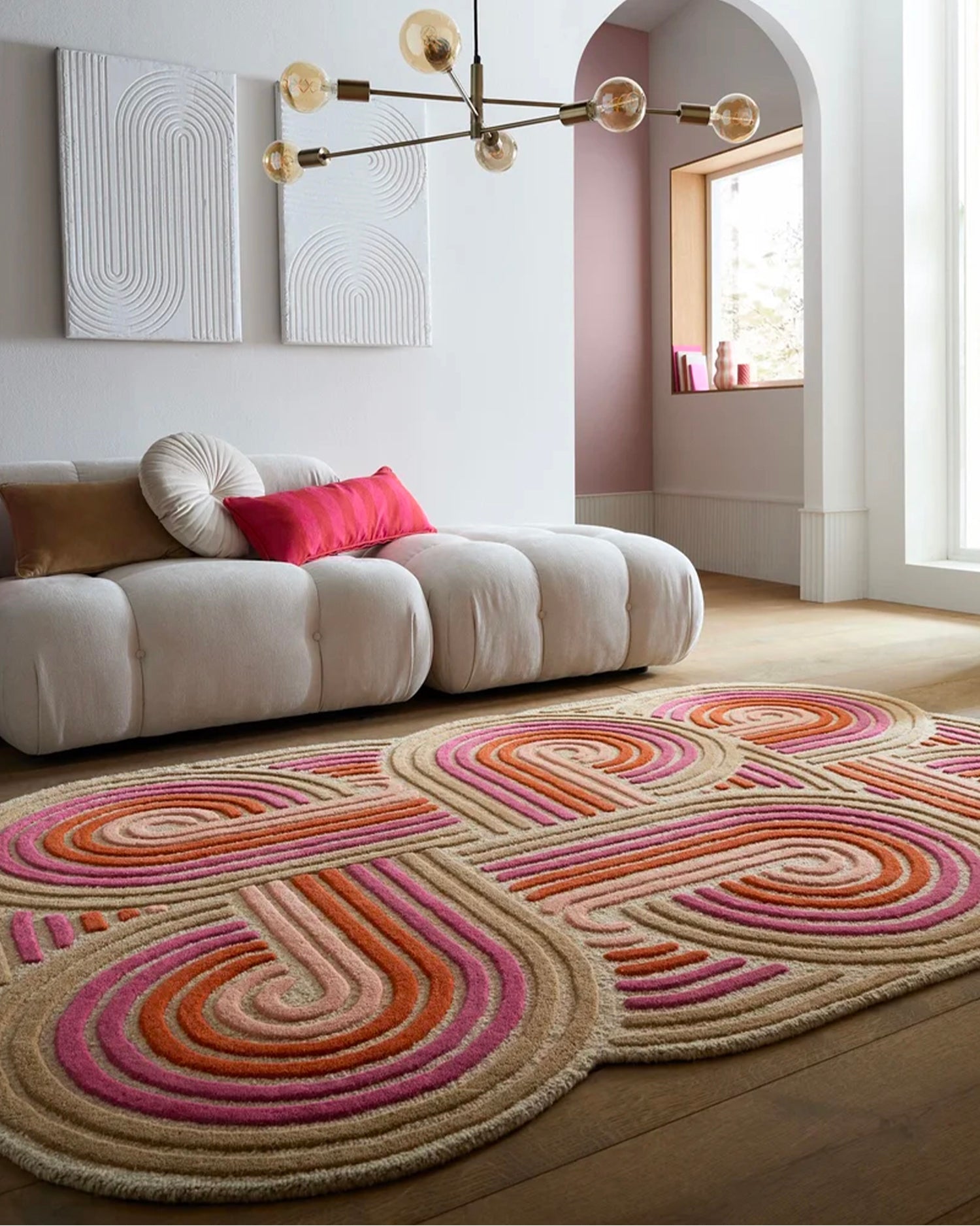 Tappeto fatto a mano in lana Spiral