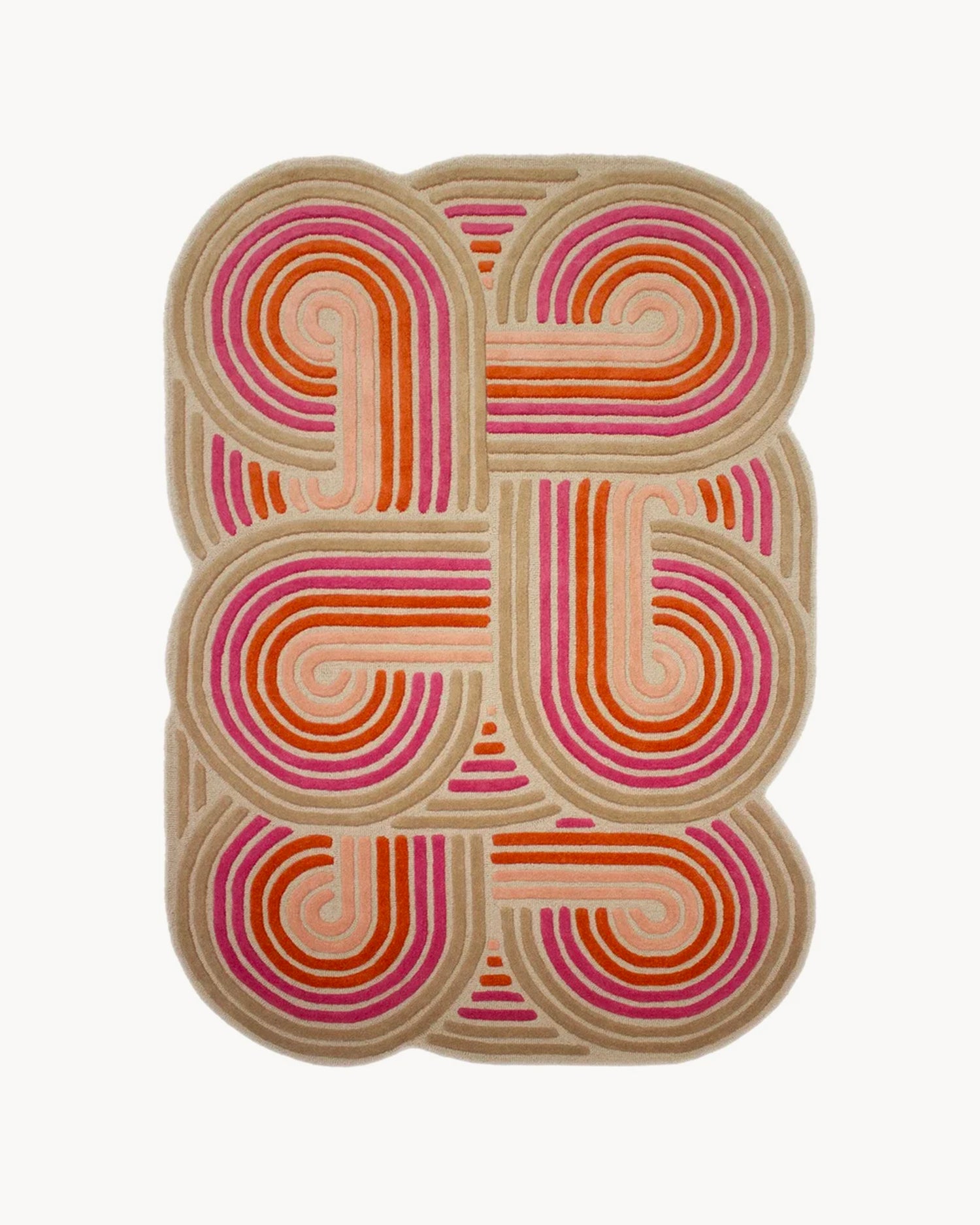 Tappeto fatto a mano in lana Spiral