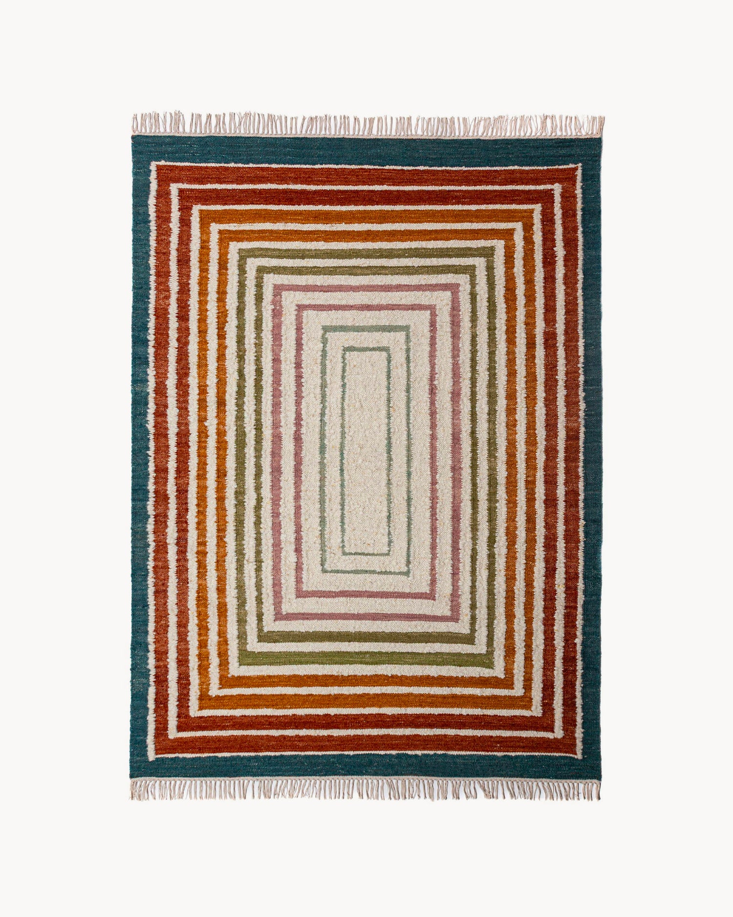 Tappeto fatto a mano in lana Frame