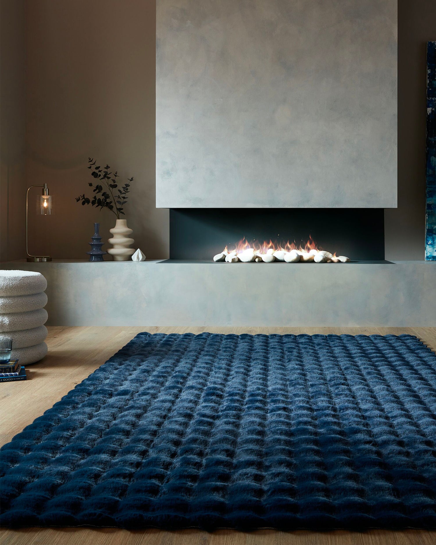 Tappeto effetto bubble Waffle, blu navy