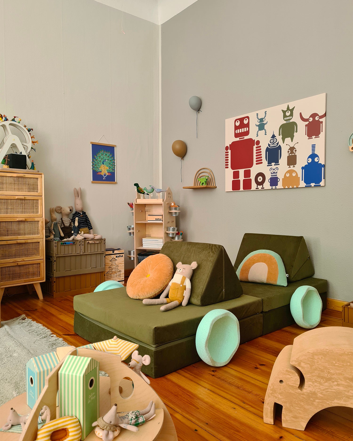 Divano modulare per bambini in velluto