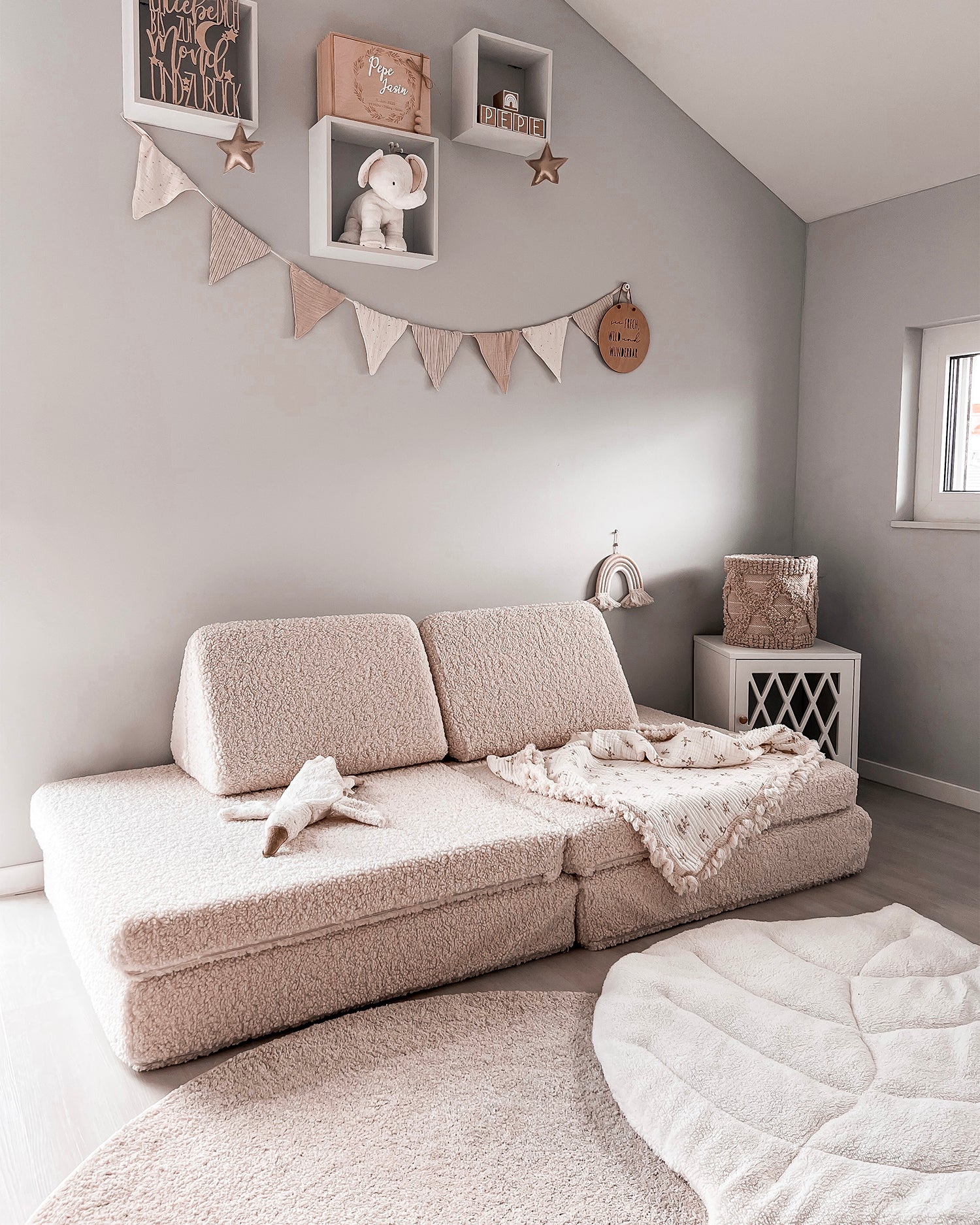 Divano modulare per bambini in teddy