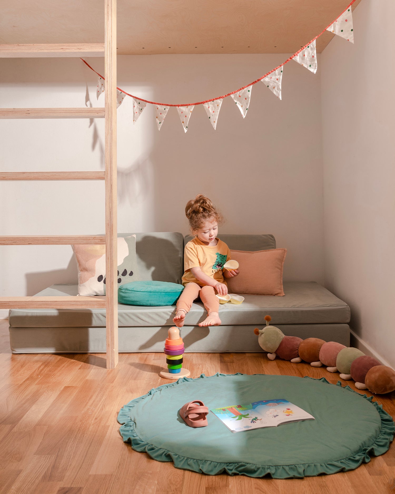 Divano modulare per bambini in velluto