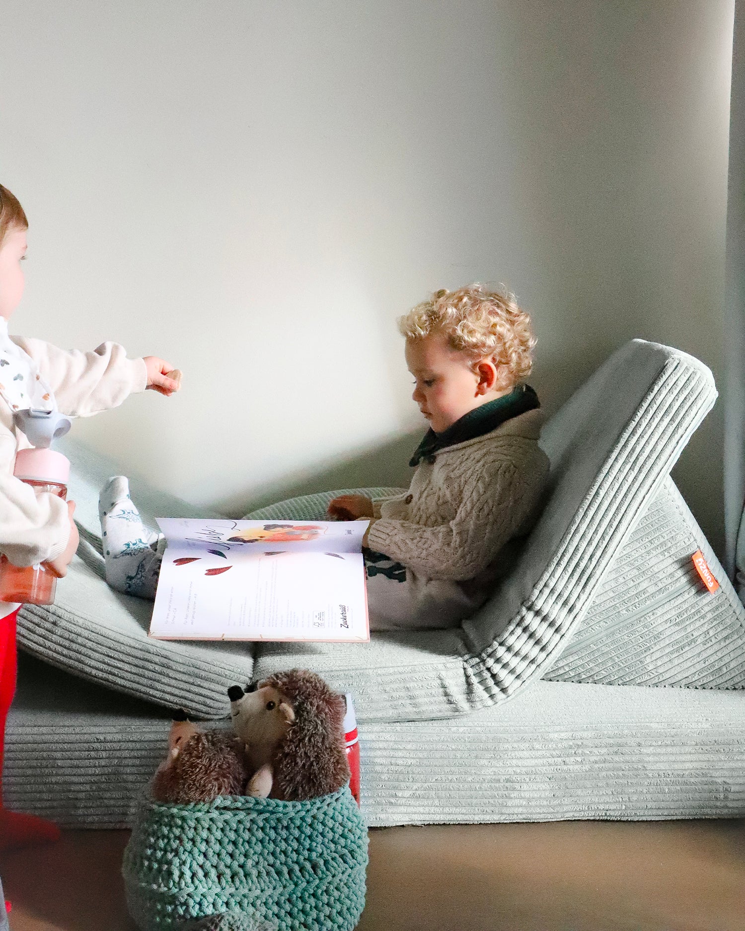 Divano modulare per bambini in velluto a coste