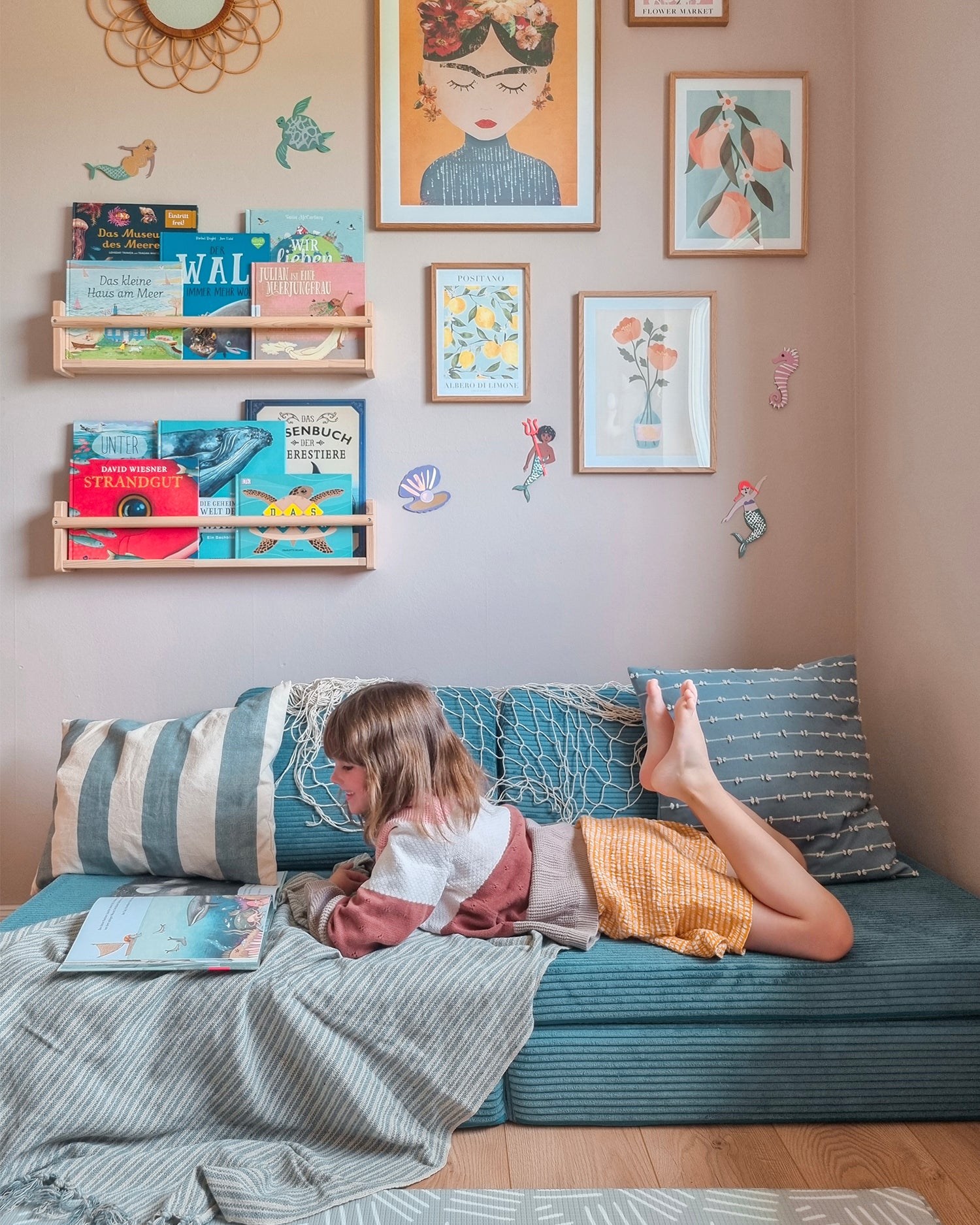 Divano modulare per bambini in velluto a coste