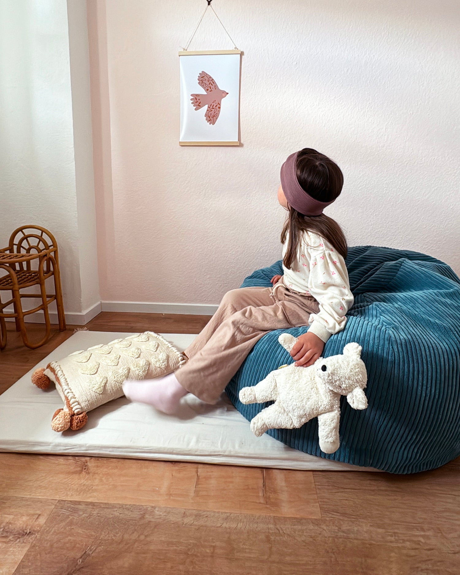 Pouf sacco per bambini in velluto a coste