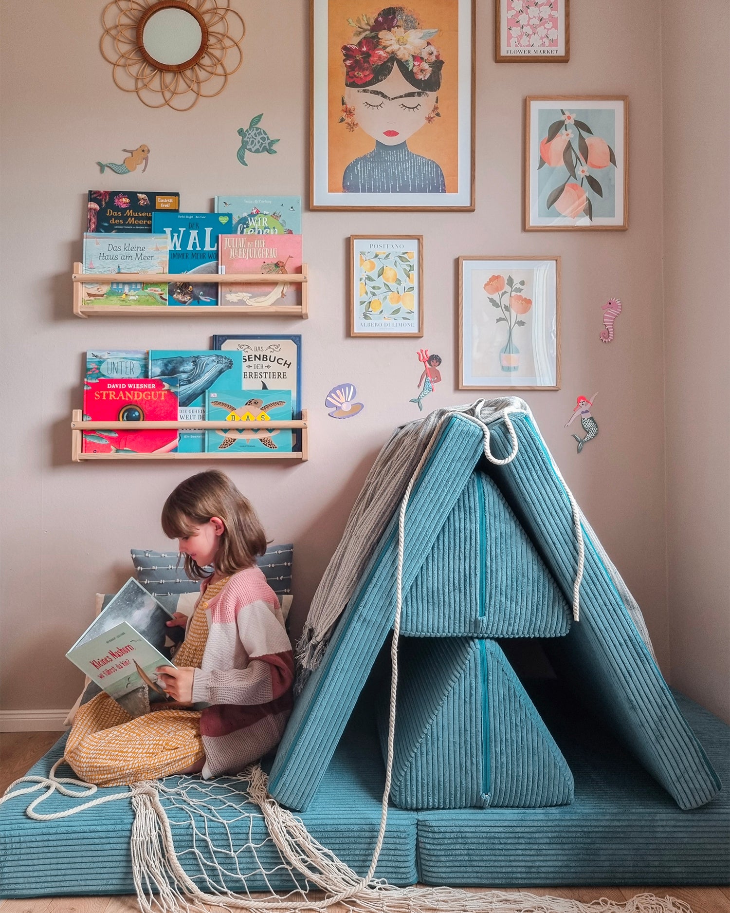 Divano modulare per bambini in velluto a coste