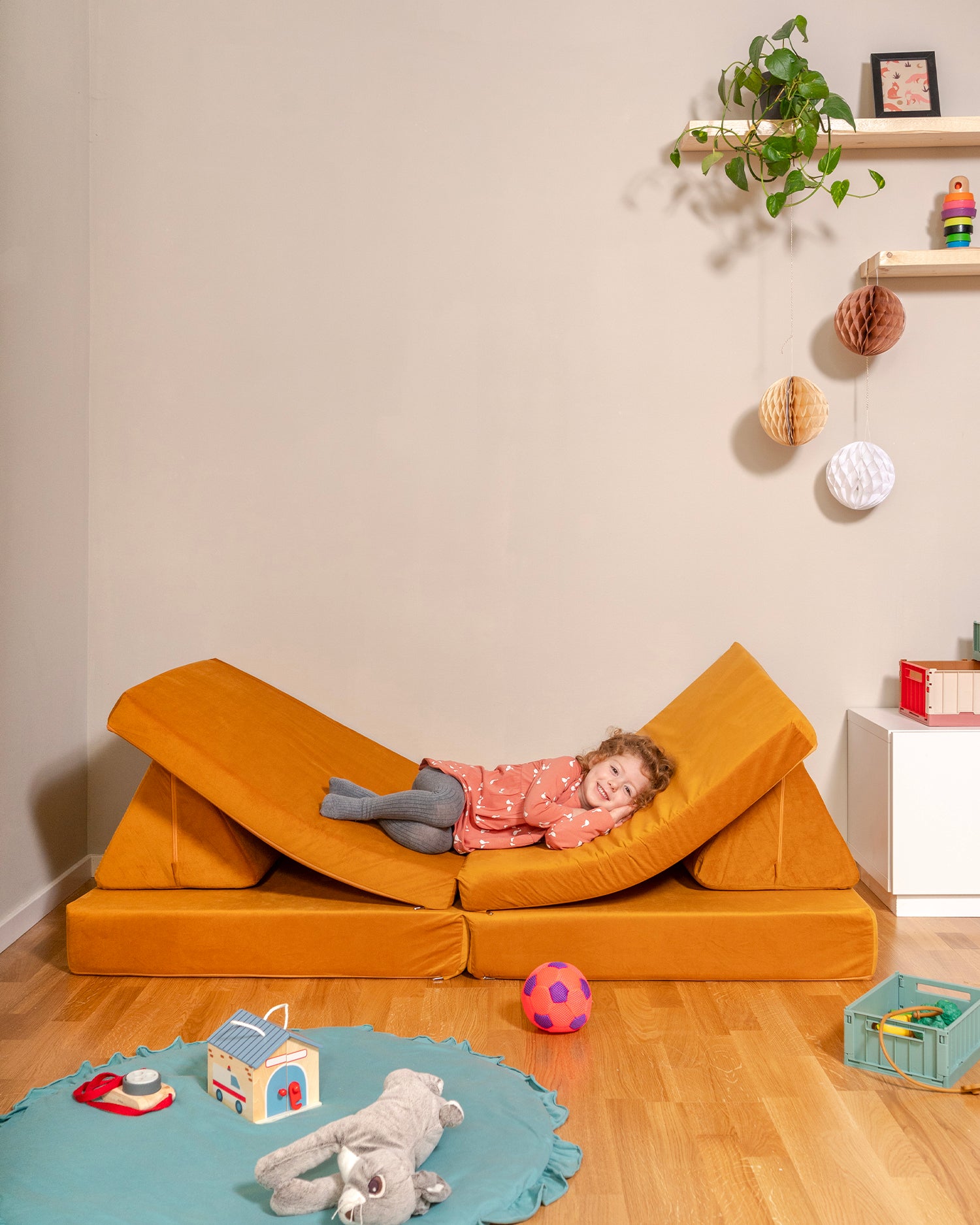 Divano modulare per bambini in velluto