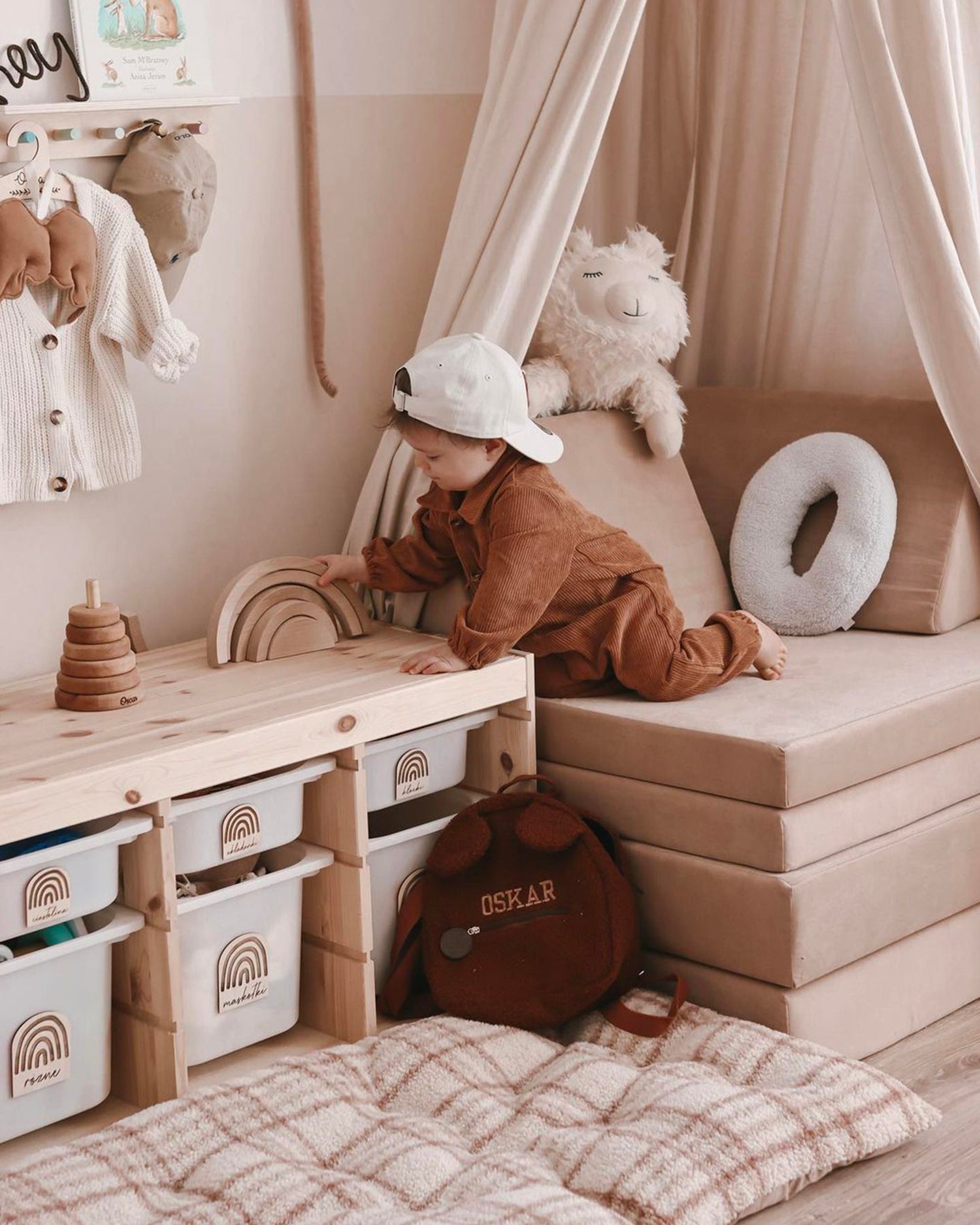 Divano modulare per bambini in velluto