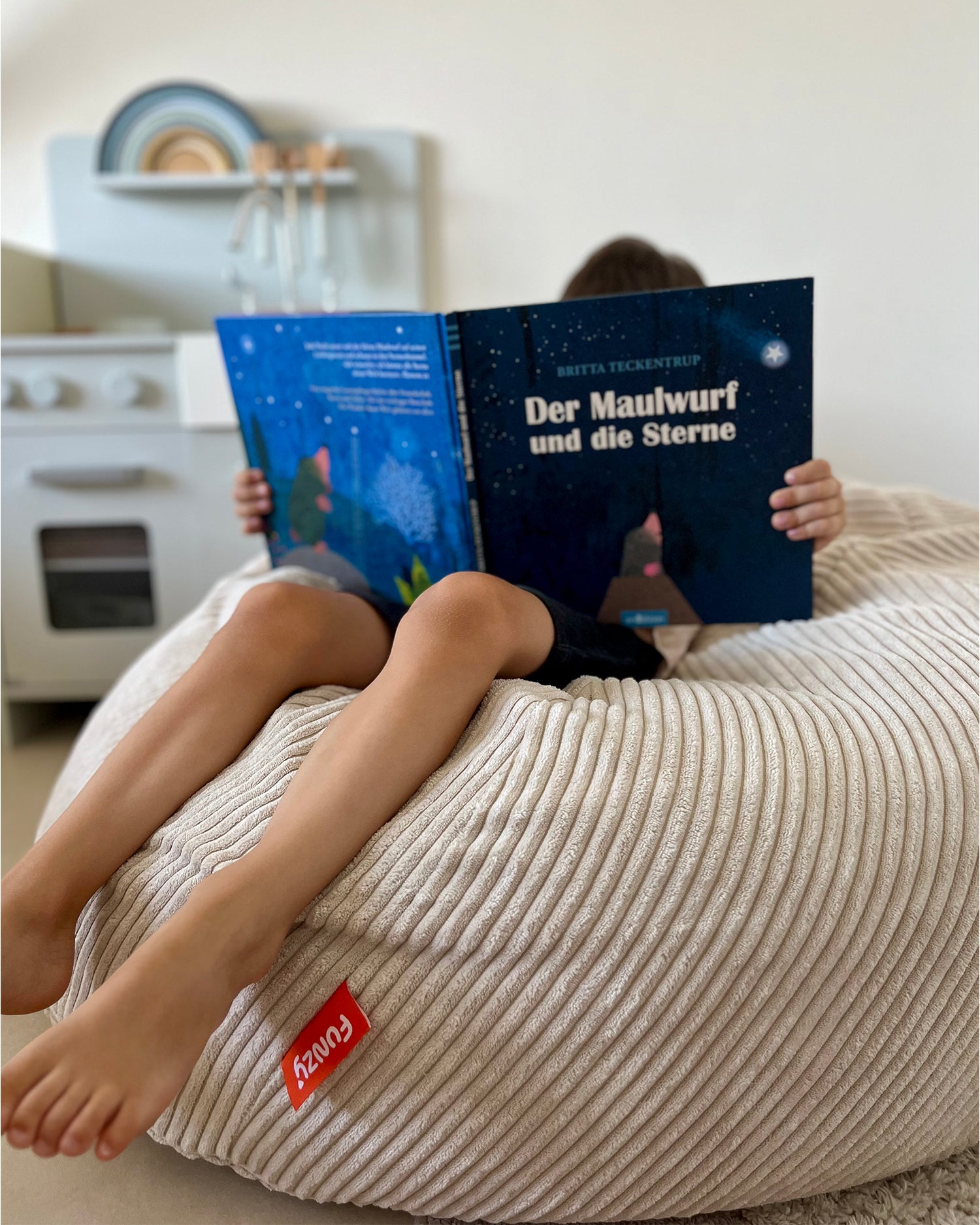 Pouf sacco per bambini in velluto a coste