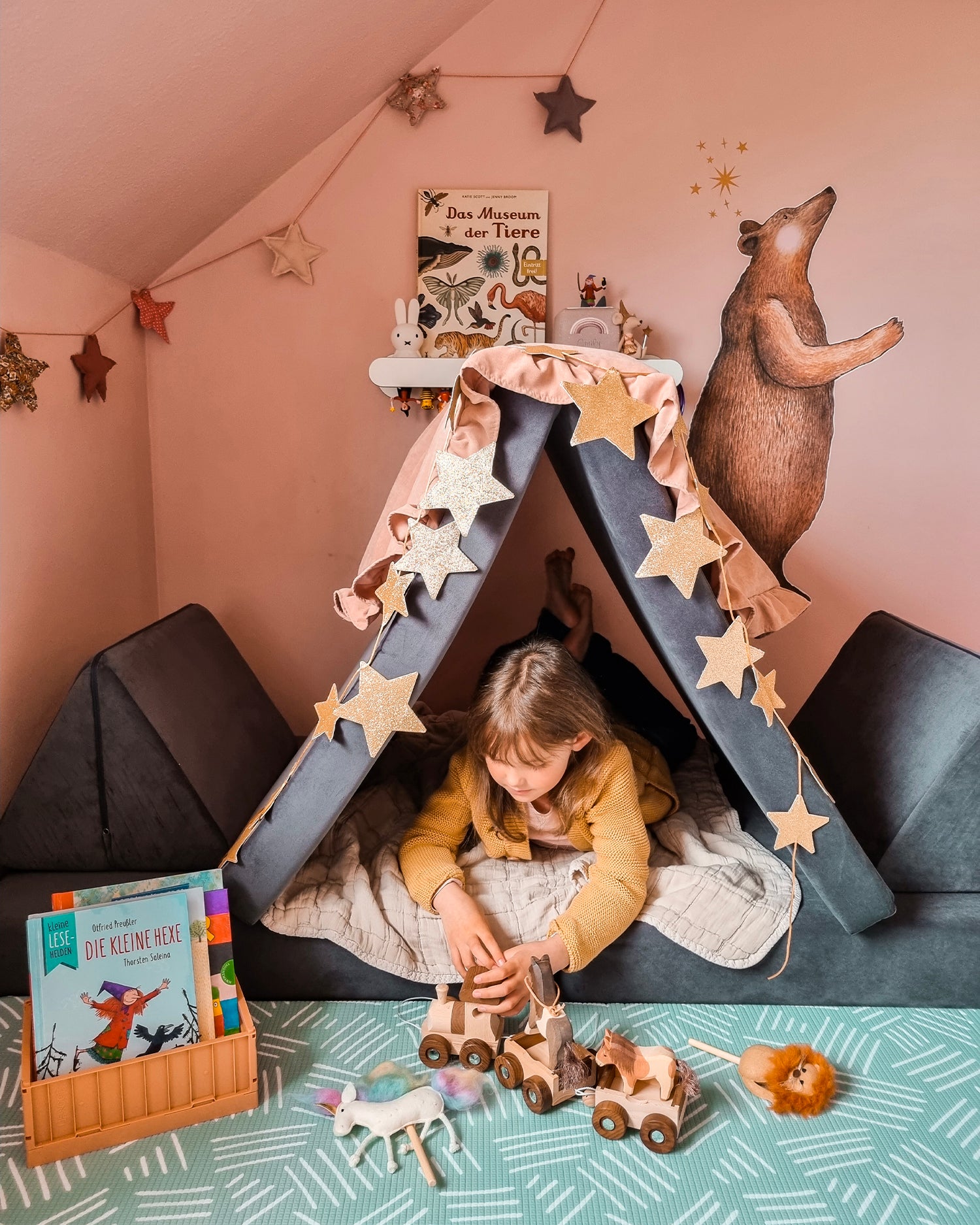 Divano modulare per bambini in velluto