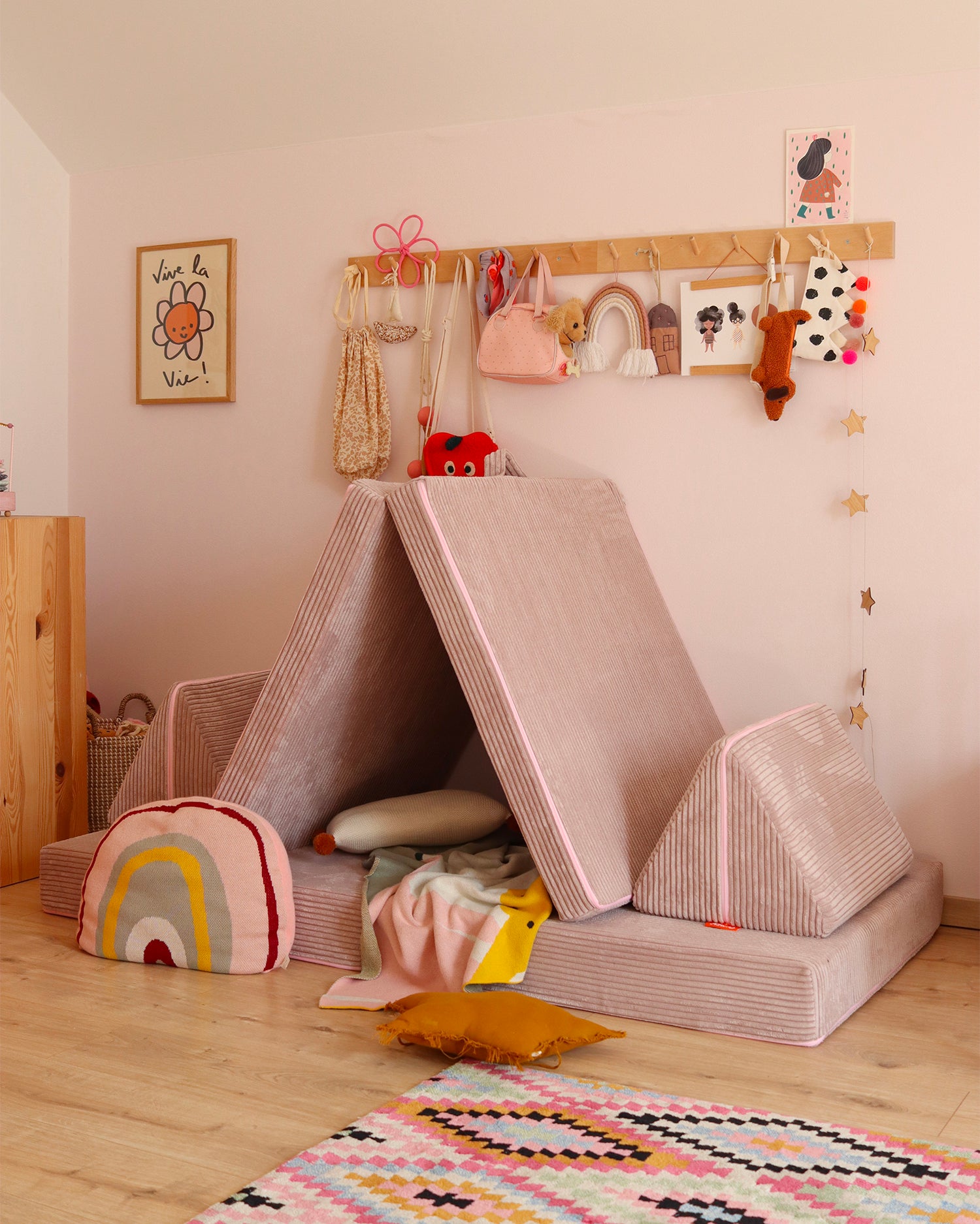 Divano modulare per bambini in velluto a coste