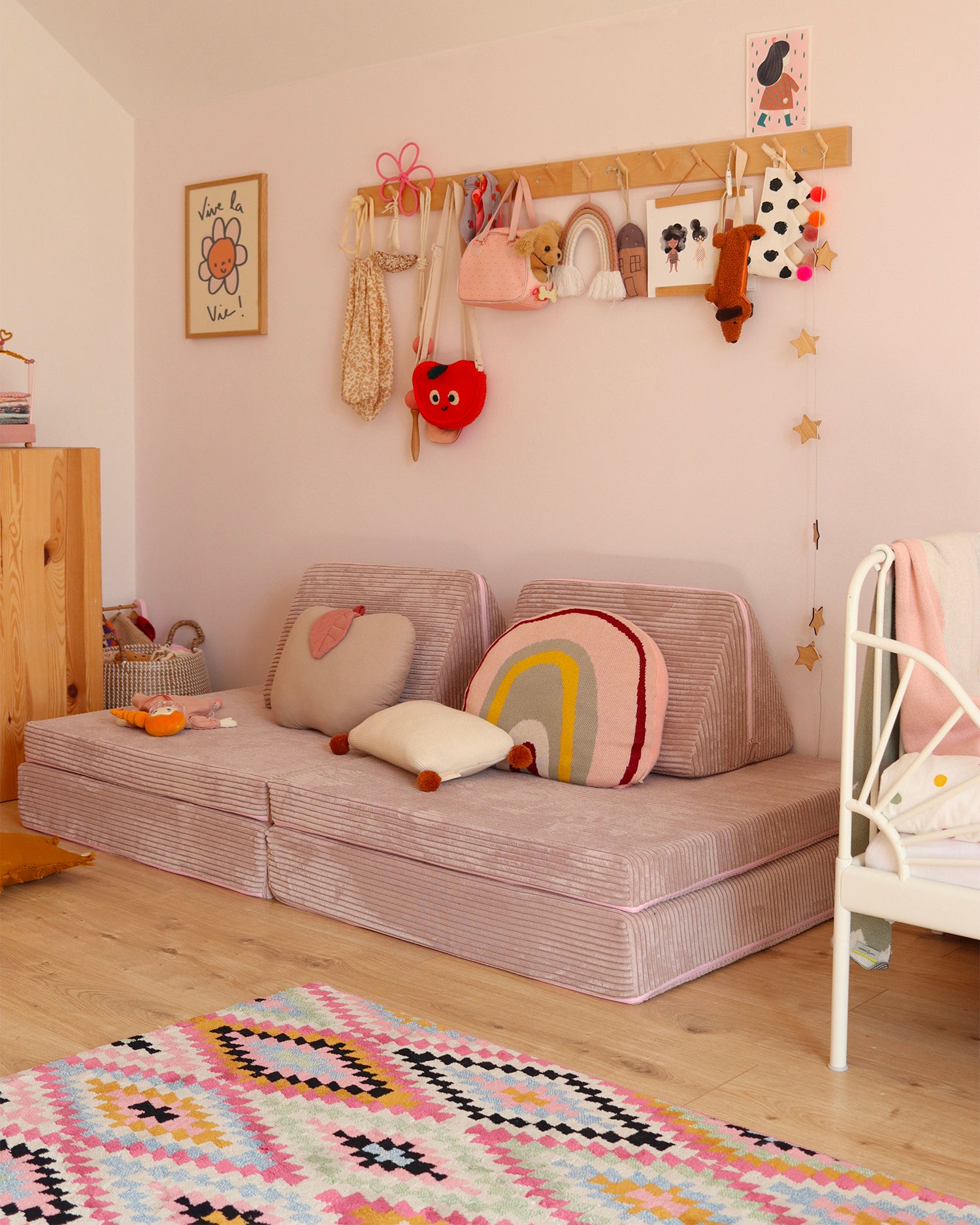 Divano modulare per bambini in velluto a coste