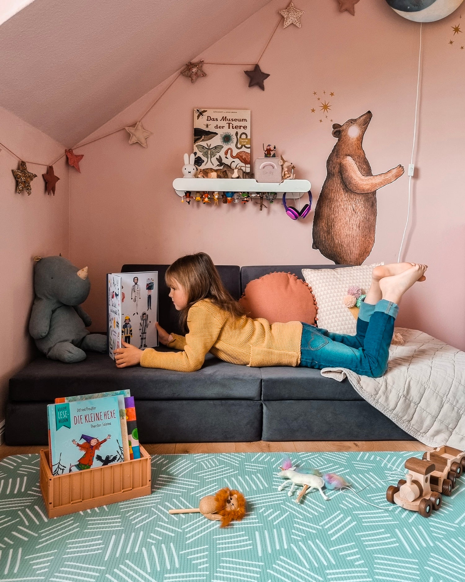 Divano modulare per bambini in velluto