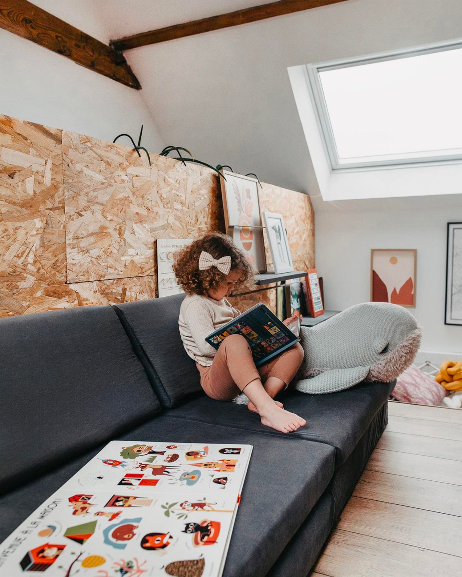 Divano modulare per bambini in velluto