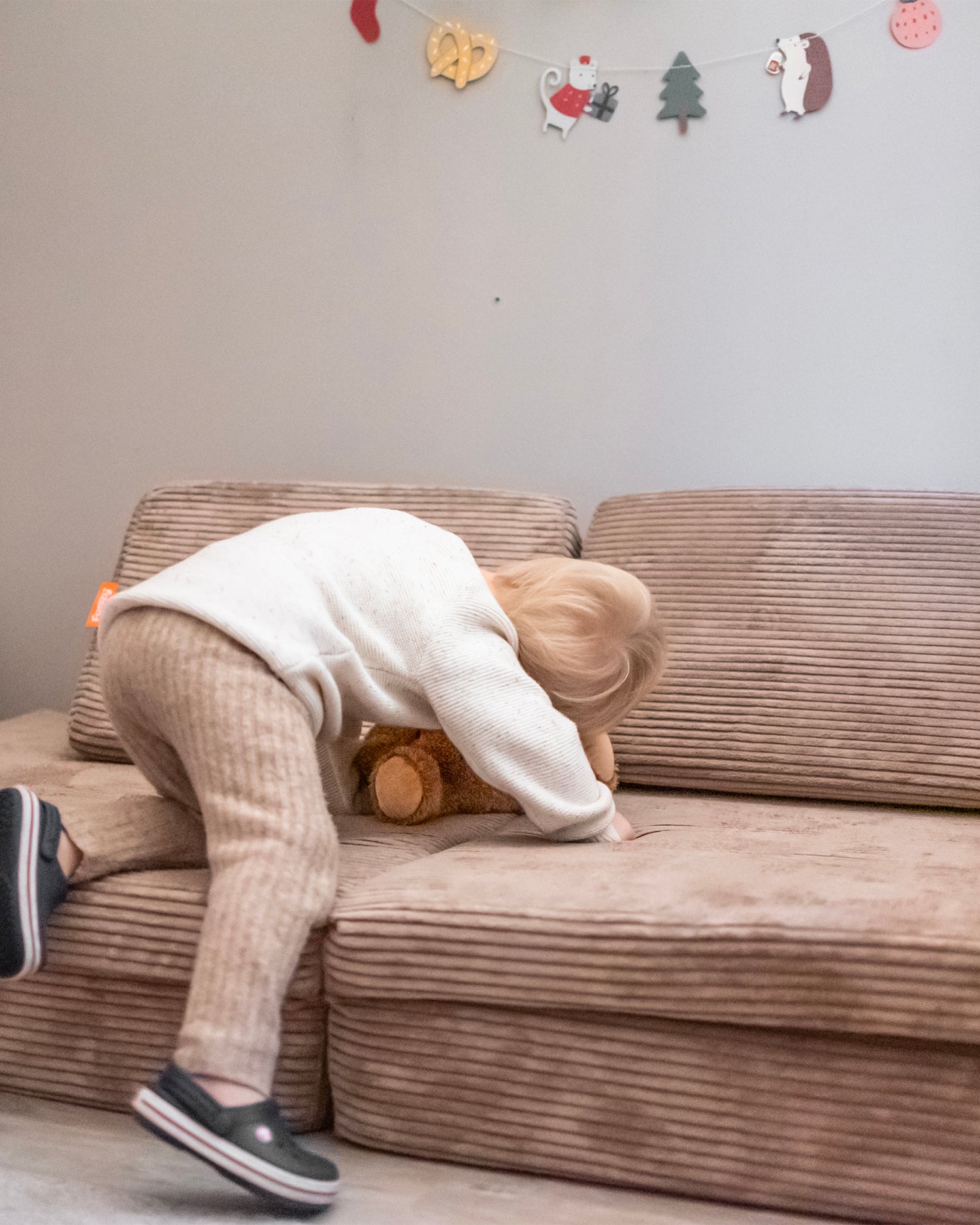 Divano modulare per bambini in velluto a coste