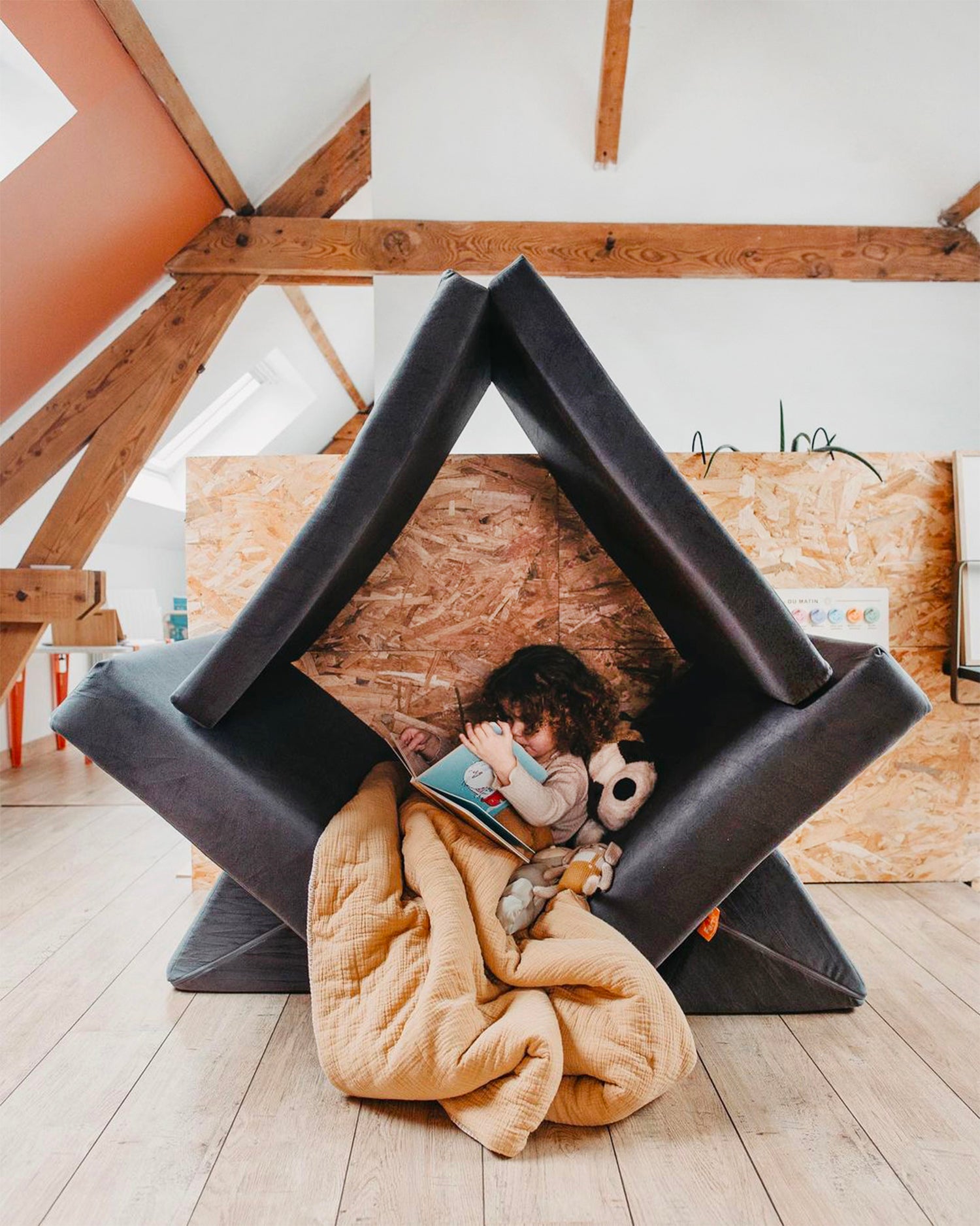 Divano modulare per bambini in velluto