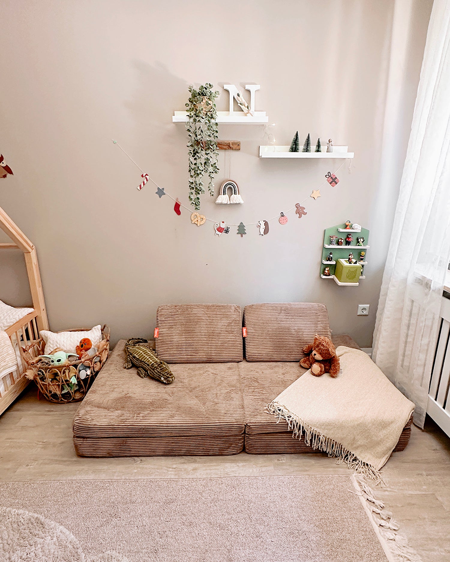 Divano modulare per bambini in velluto a coste