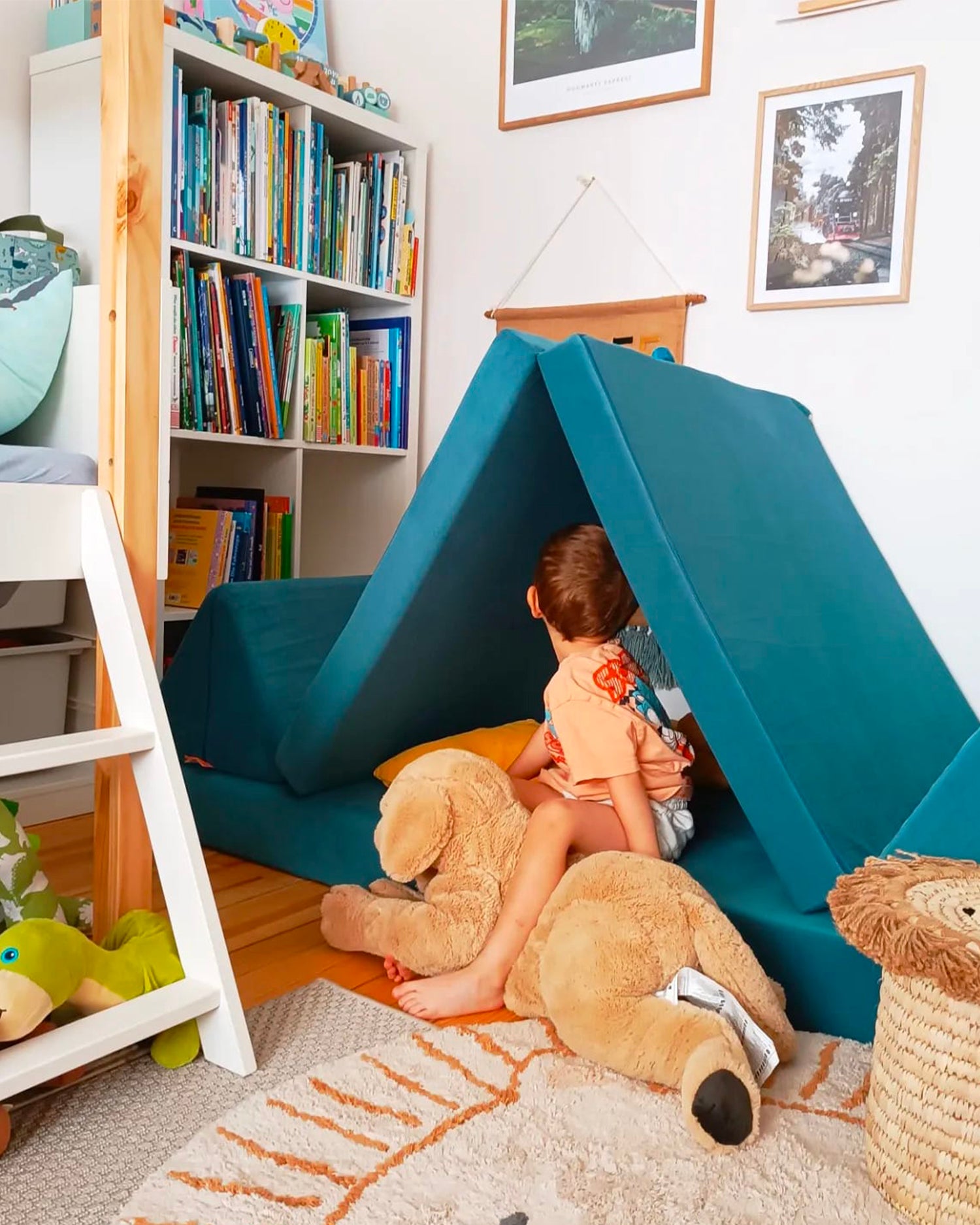 Divano modulare per bambini in velluto