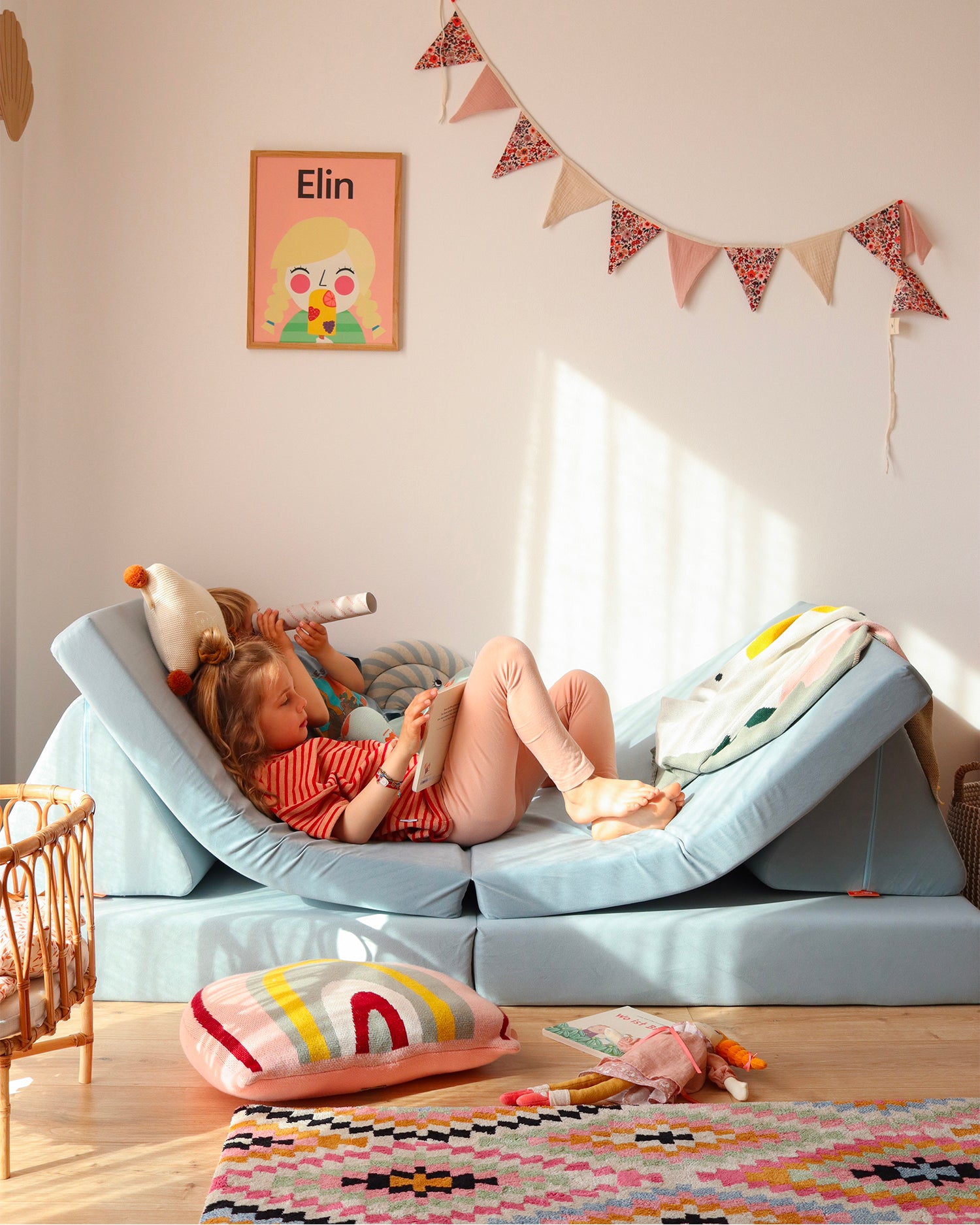 Divano modulare per bambini in velluto