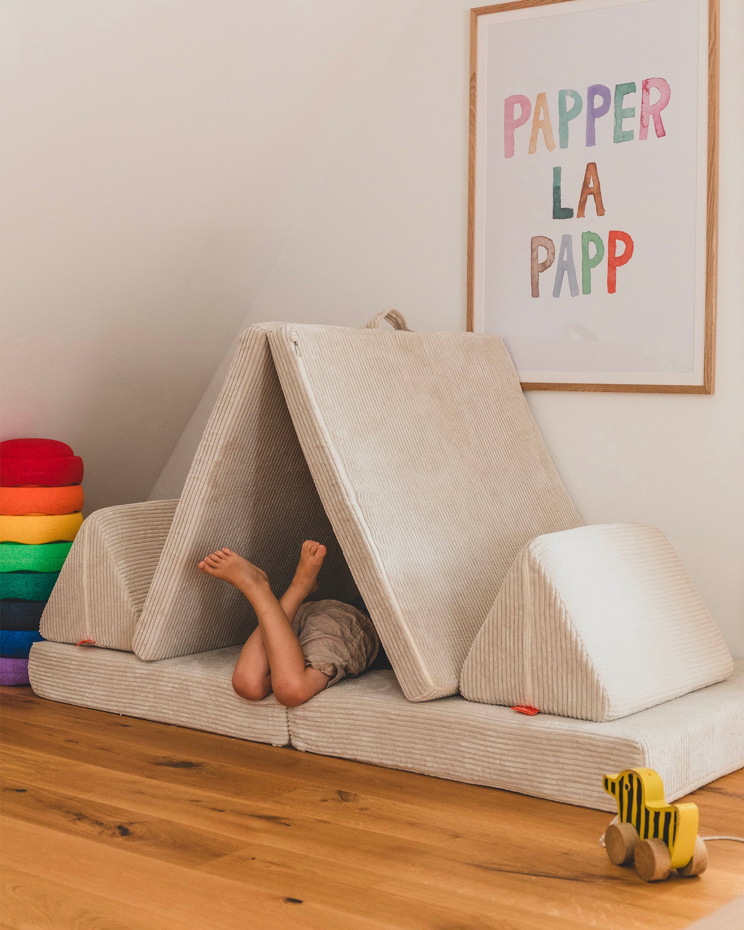 Divano modulare per bambini in velluto a coste