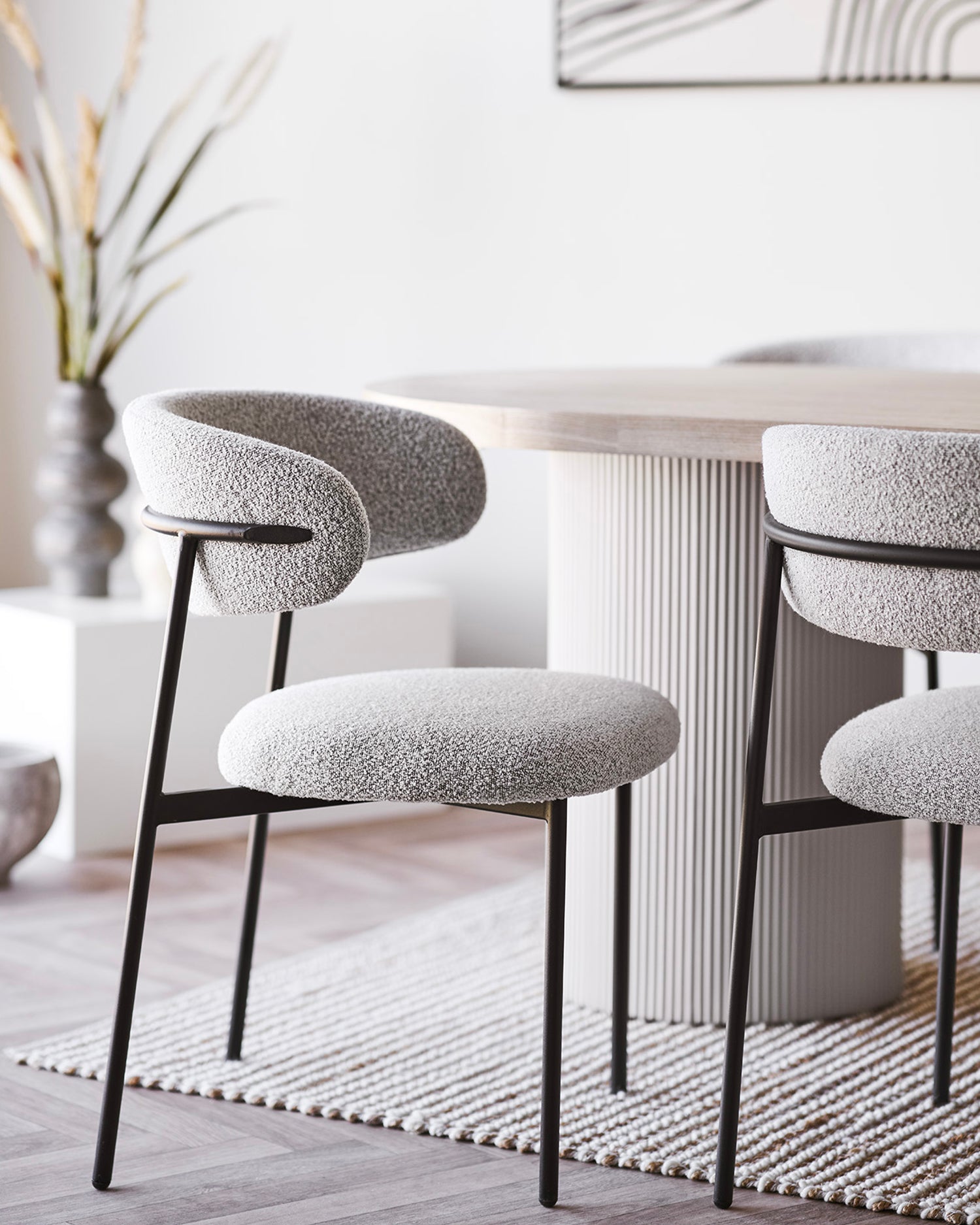 Set 2 sedie da pranzo in bouclè Mira