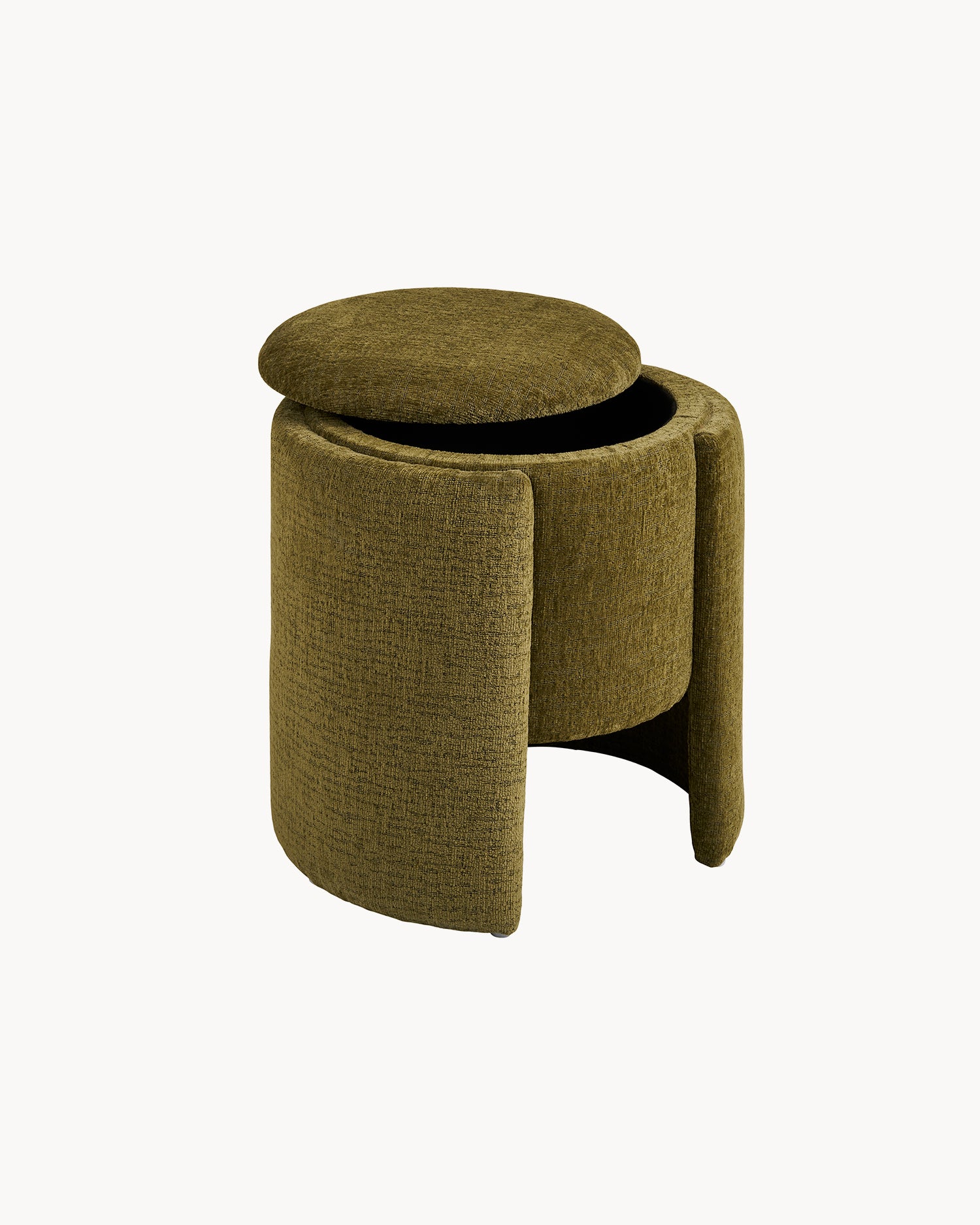 Pouf imbottito in ciniglia con contenitore Walsdorf